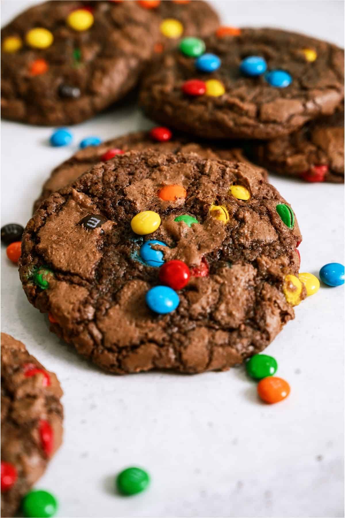 Easy Brownie Mix Cookies on a white background.