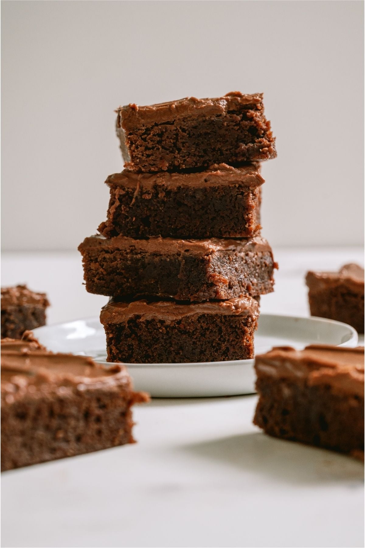 Lunch Lady Brownies stacked.