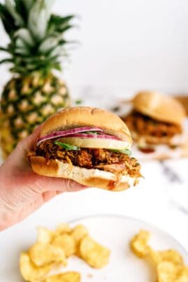 slow cooker pineapple pulled pork sandwiches