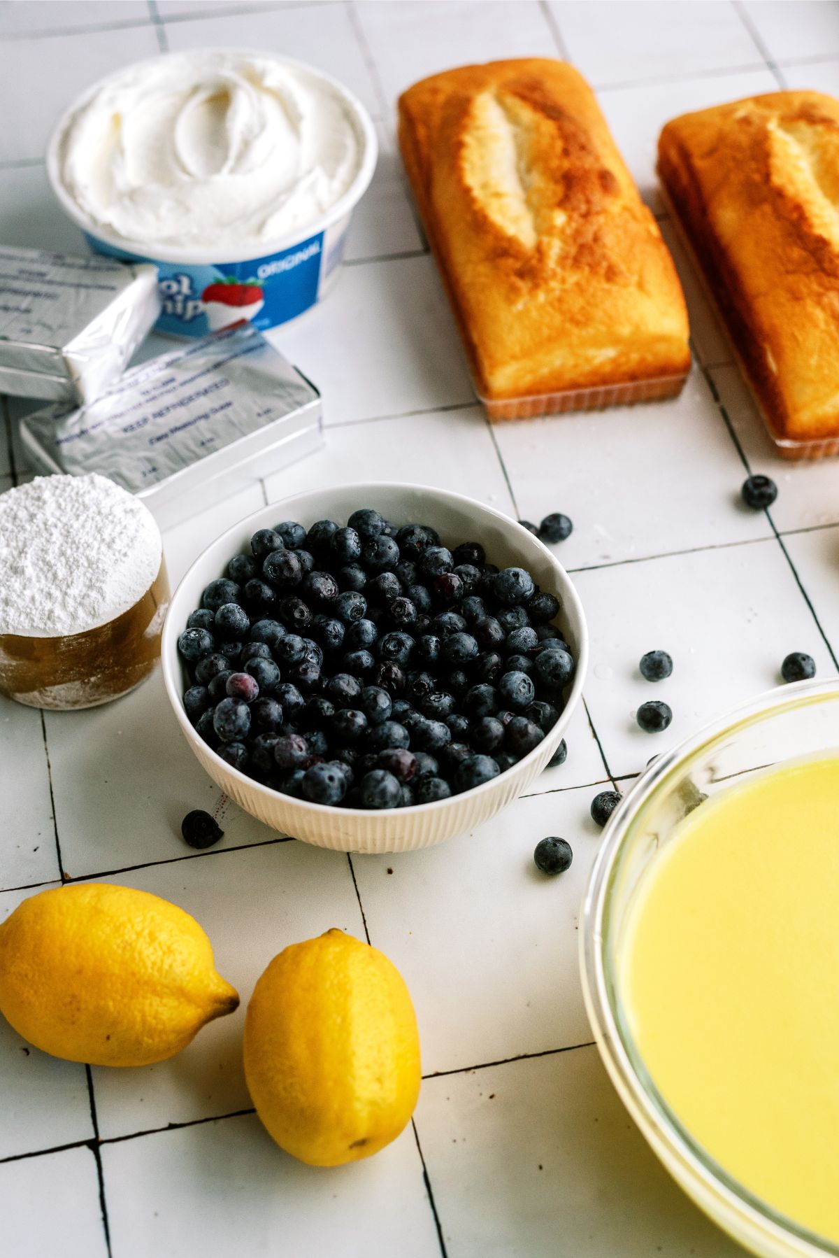 Ingredients needed to make Lemon Blueberry Trifle