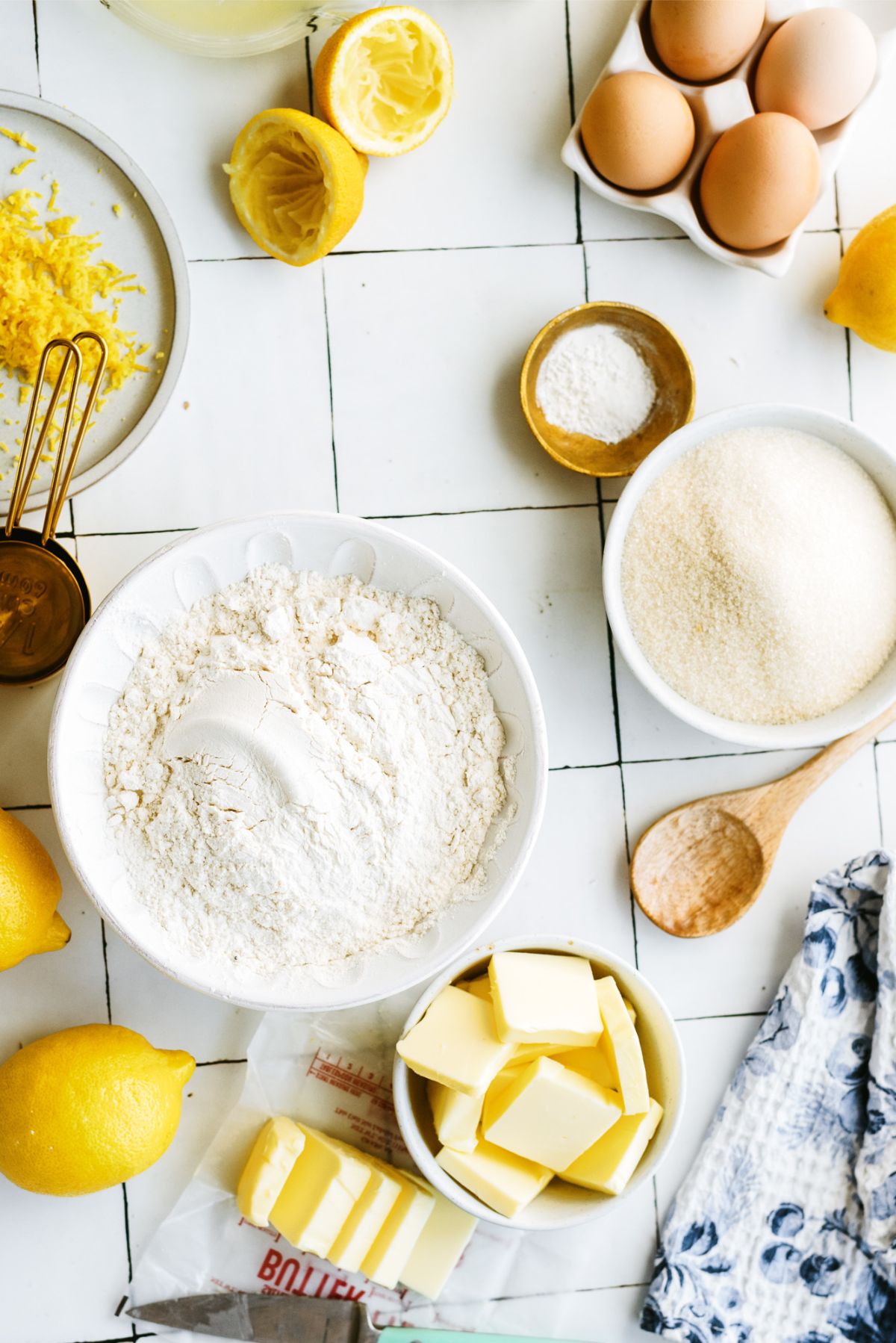 Ingredients needed to make Lemon Brownies with Lemon Frosting