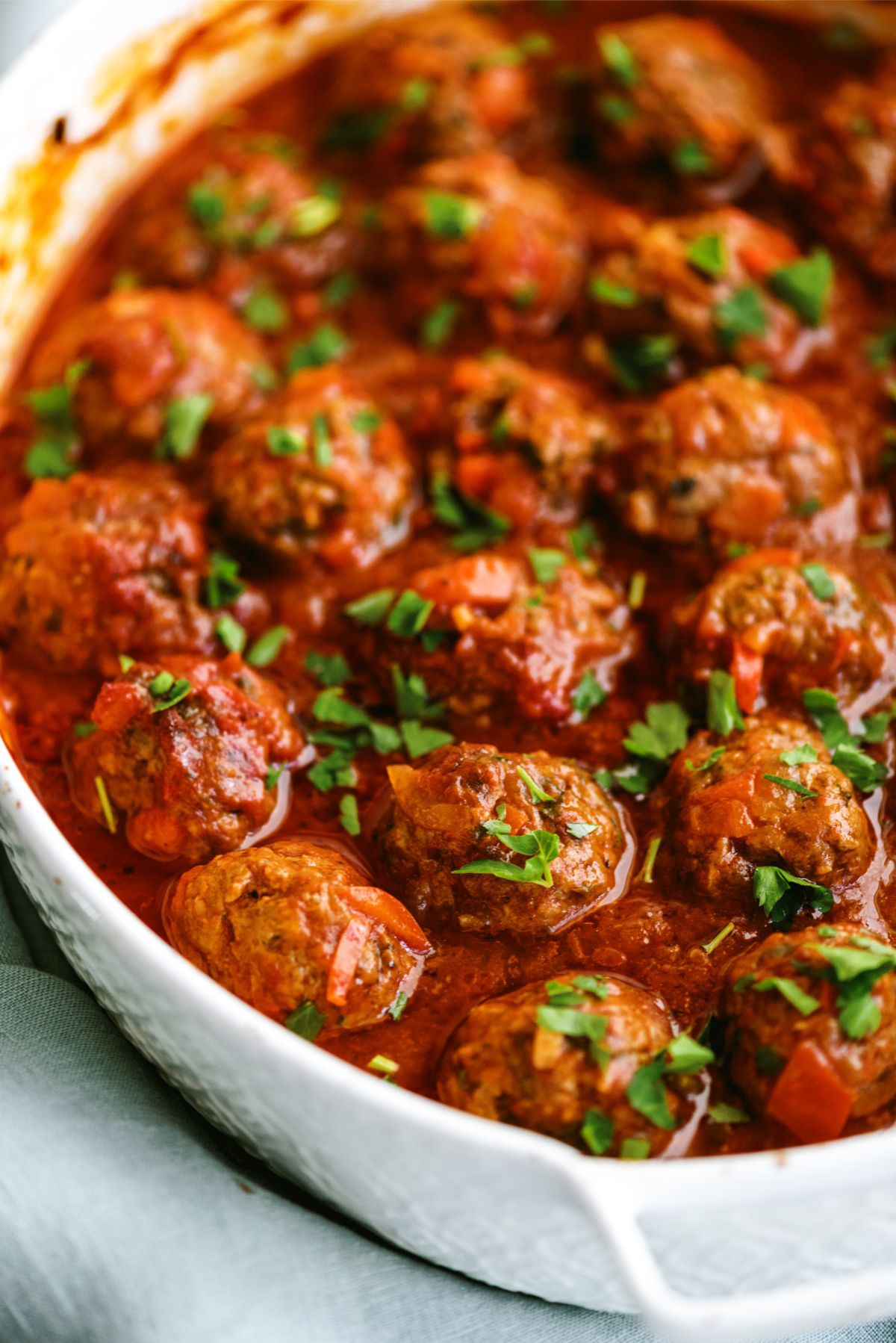 Porcupine Meatballs in a baking dish