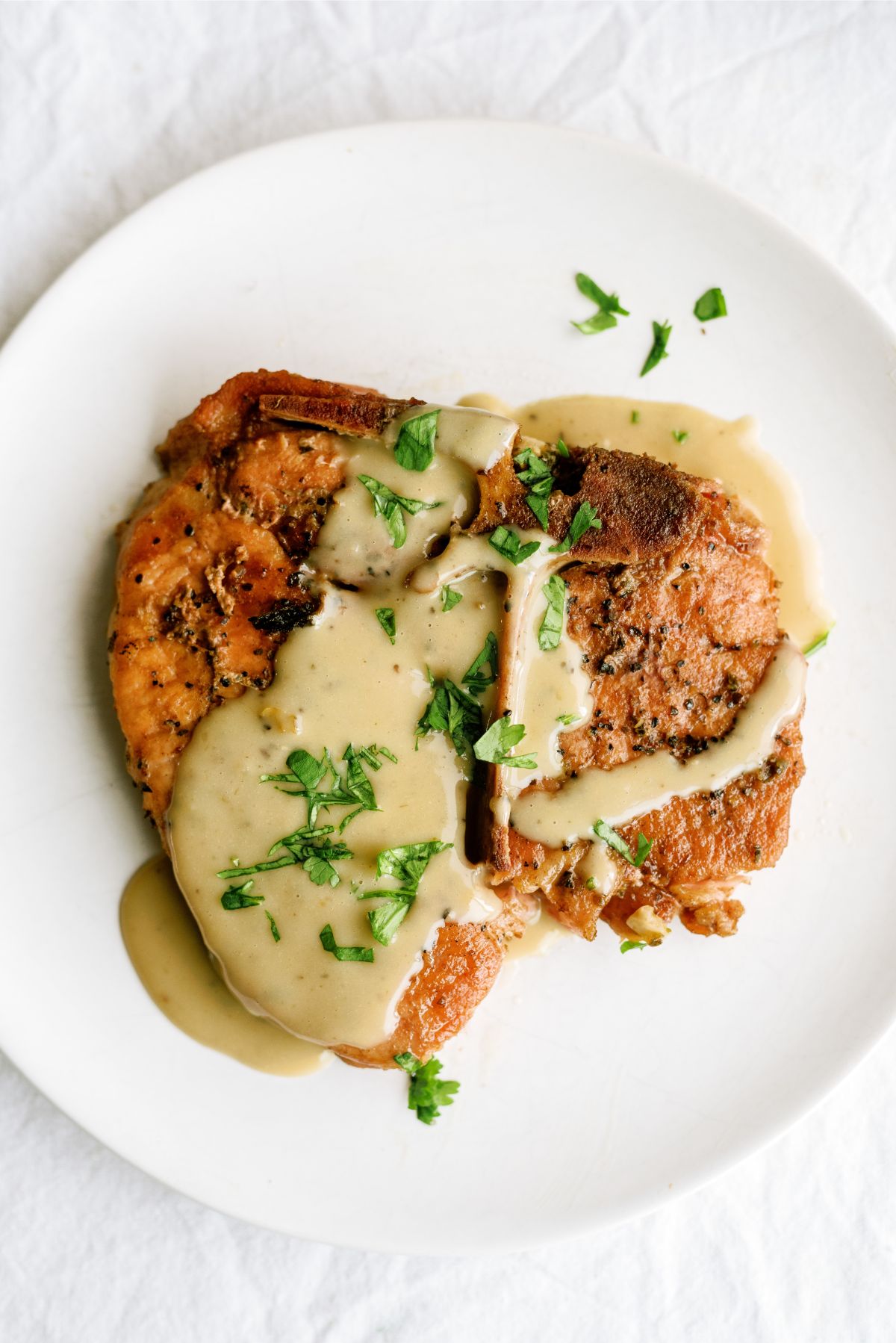 Slow Cooker Pork Chops and Gravy on a plate