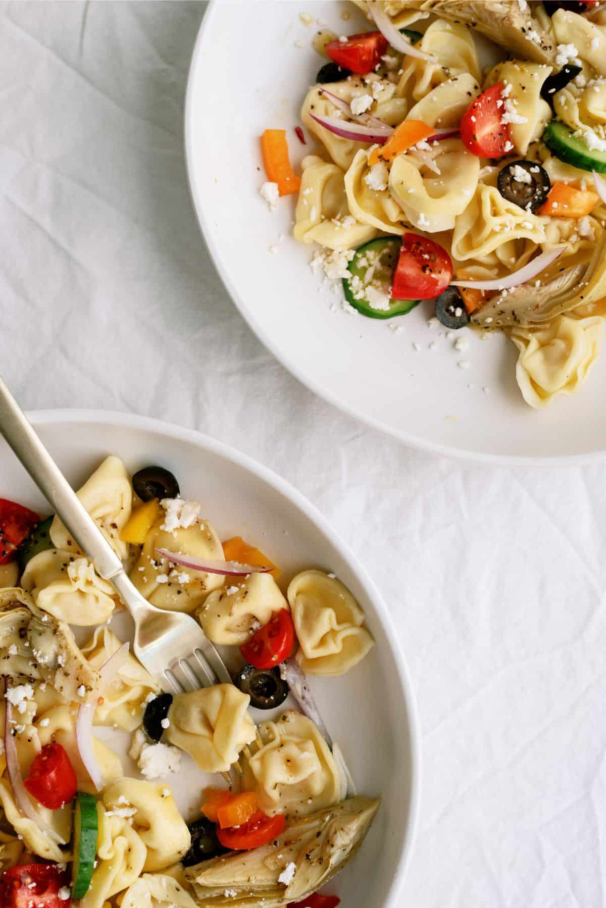 2 servings of Tortellini Pasta Salad in bowls