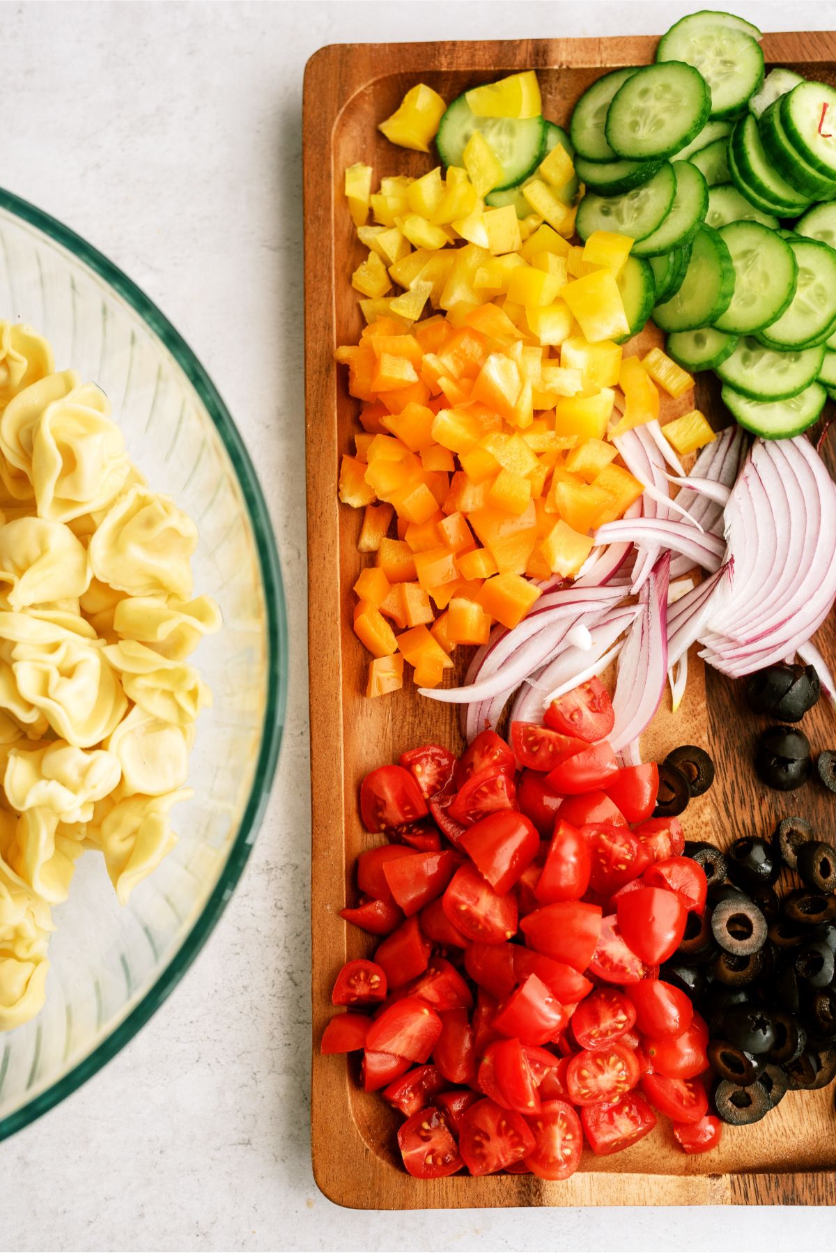 Ingredients needed to make Tortellini Pasta Salad