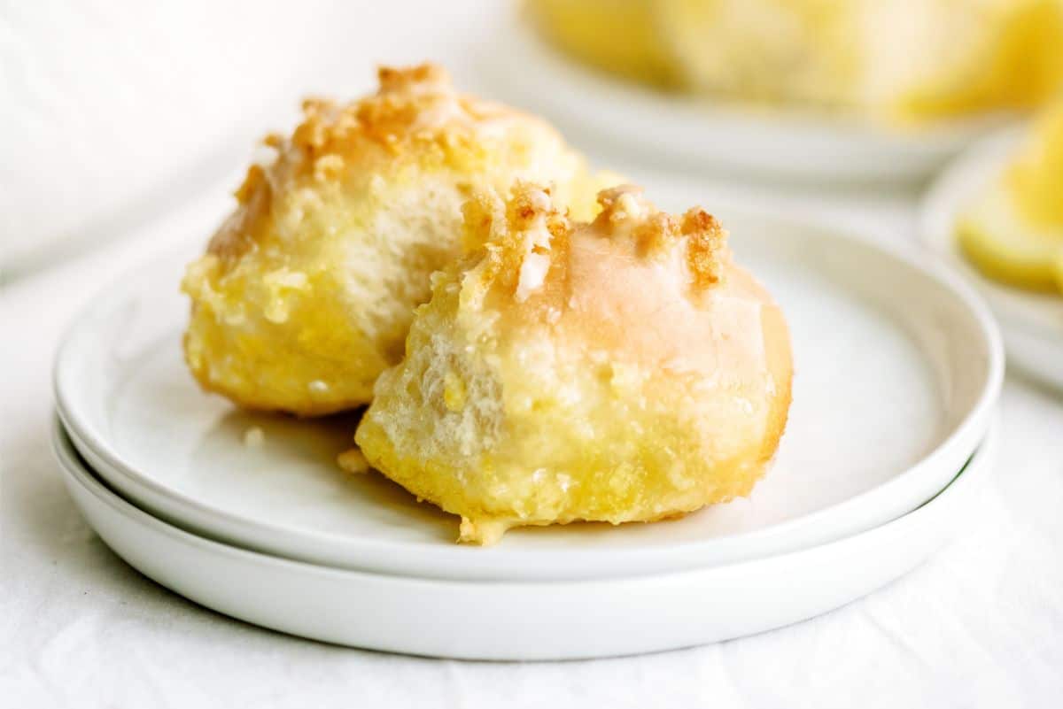 Close up of 2 Easy Lemon Pull-Apart Rolls on a plate