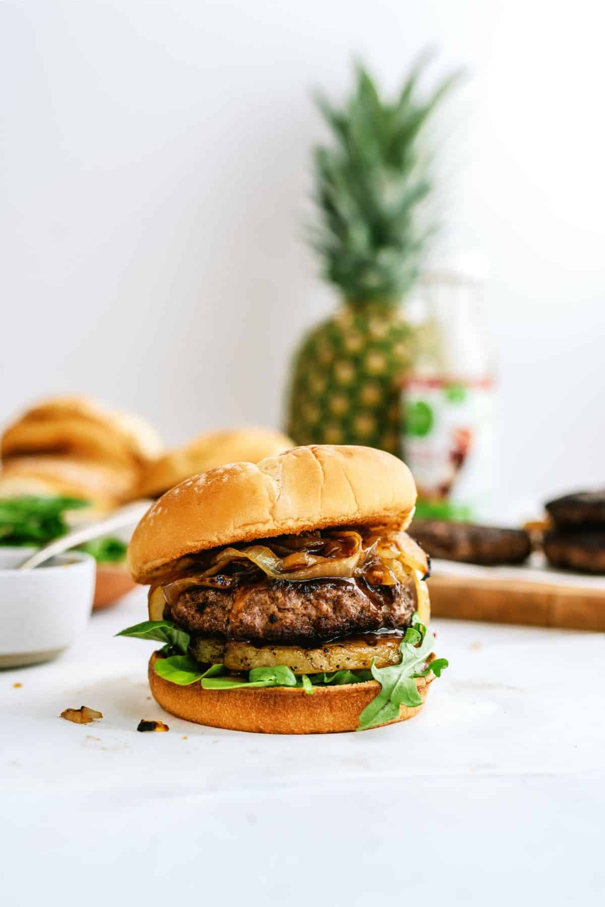 Grilled Teriyaki Burger on a plate