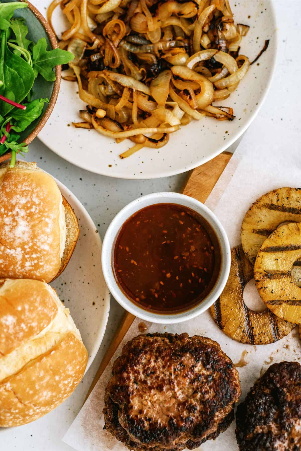 Ingredients needed to make Grilled Teriyaki Burgers