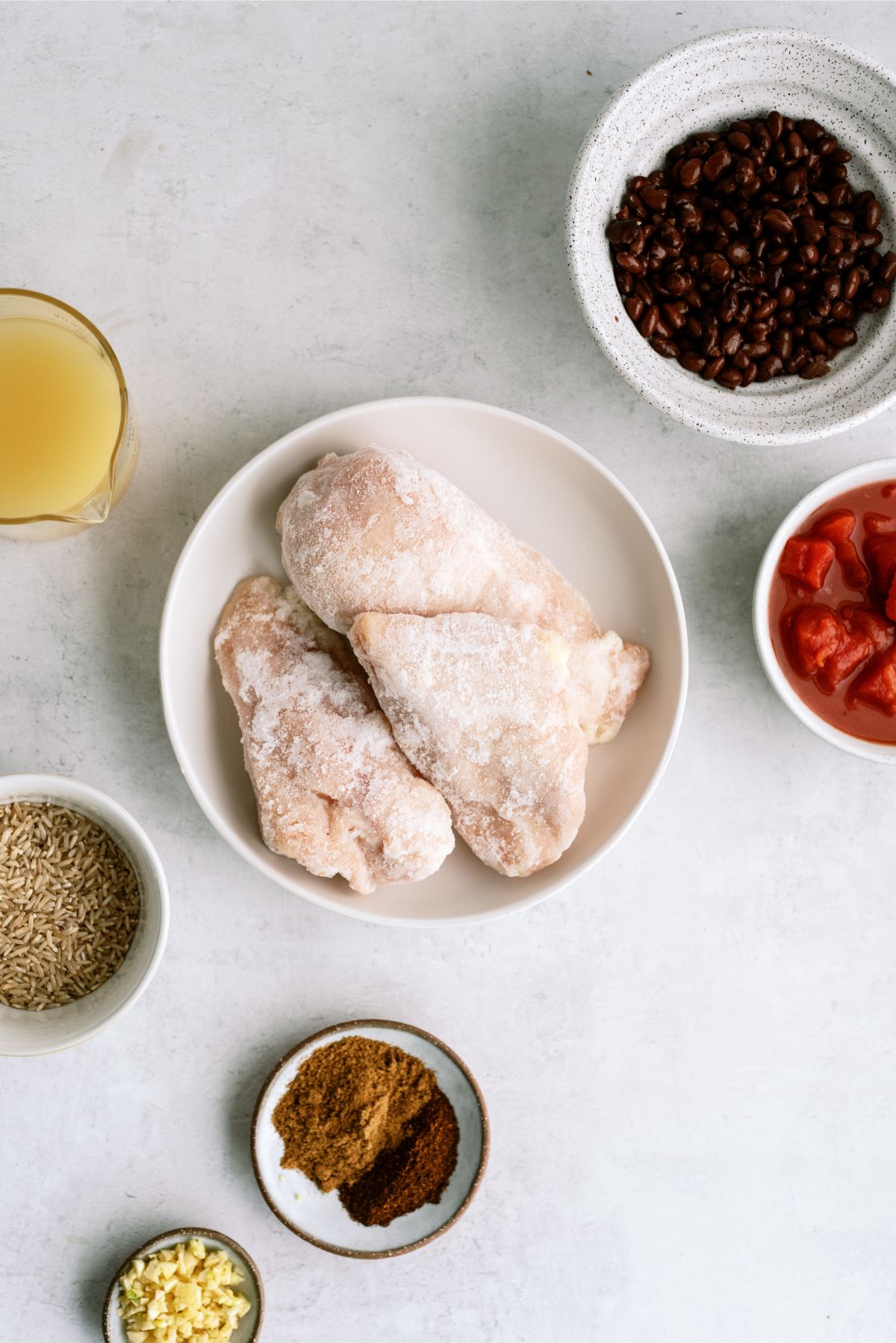 Ingredients for Instant Pot Chicken Burrito Bowls