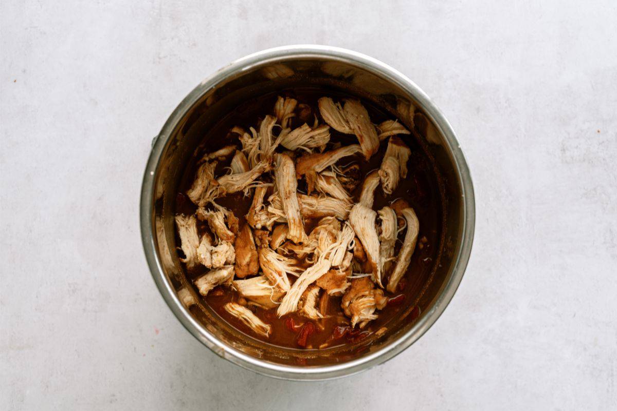 Shredded chicken added back to instant pot