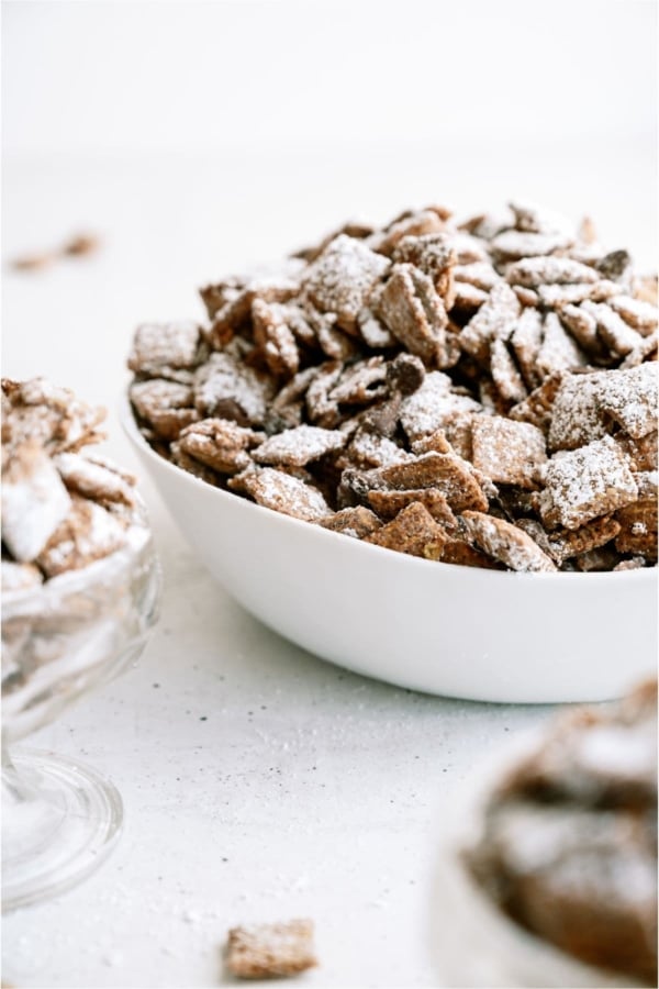 A bowl of Muddy Buddies (Puppy Chow)
