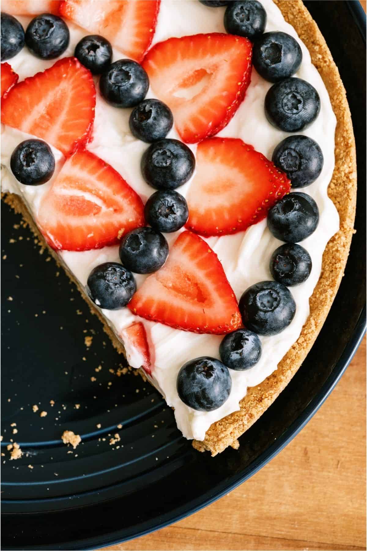 Sliced Patriotic Fruit Pizza.