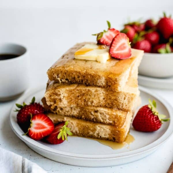 sheet pan pancakes on a plate