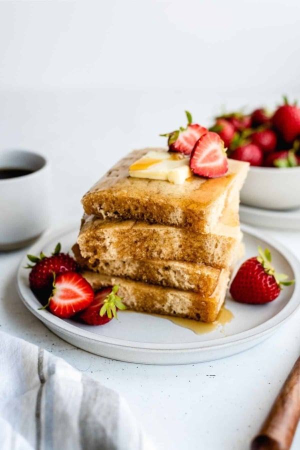 sheet pan pancakes on a plate