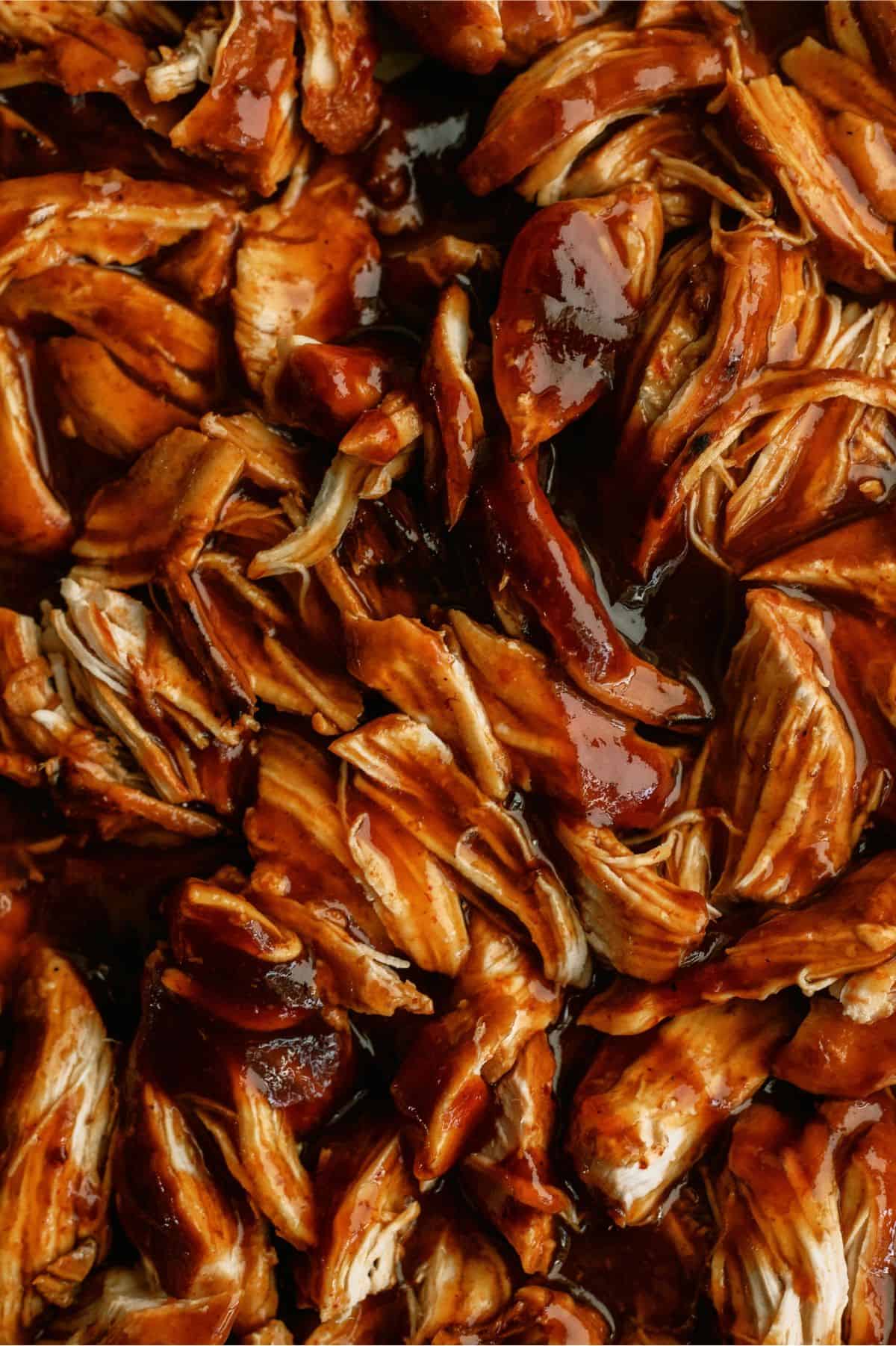 Close up of Shredded BBQ Chicken