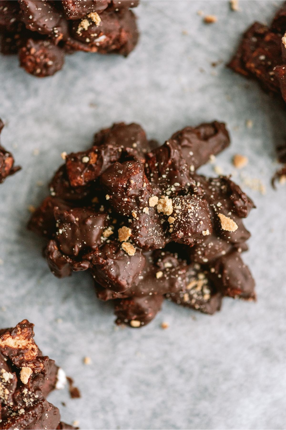 Close up of S'mores Clusters on parchment paper
