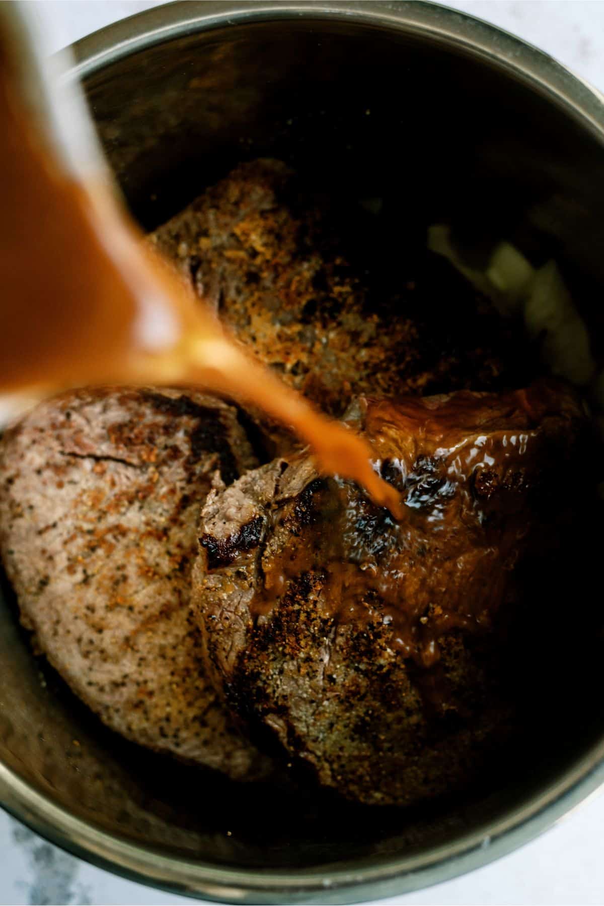 Adding seared steak and other ingredients to Instant Pot