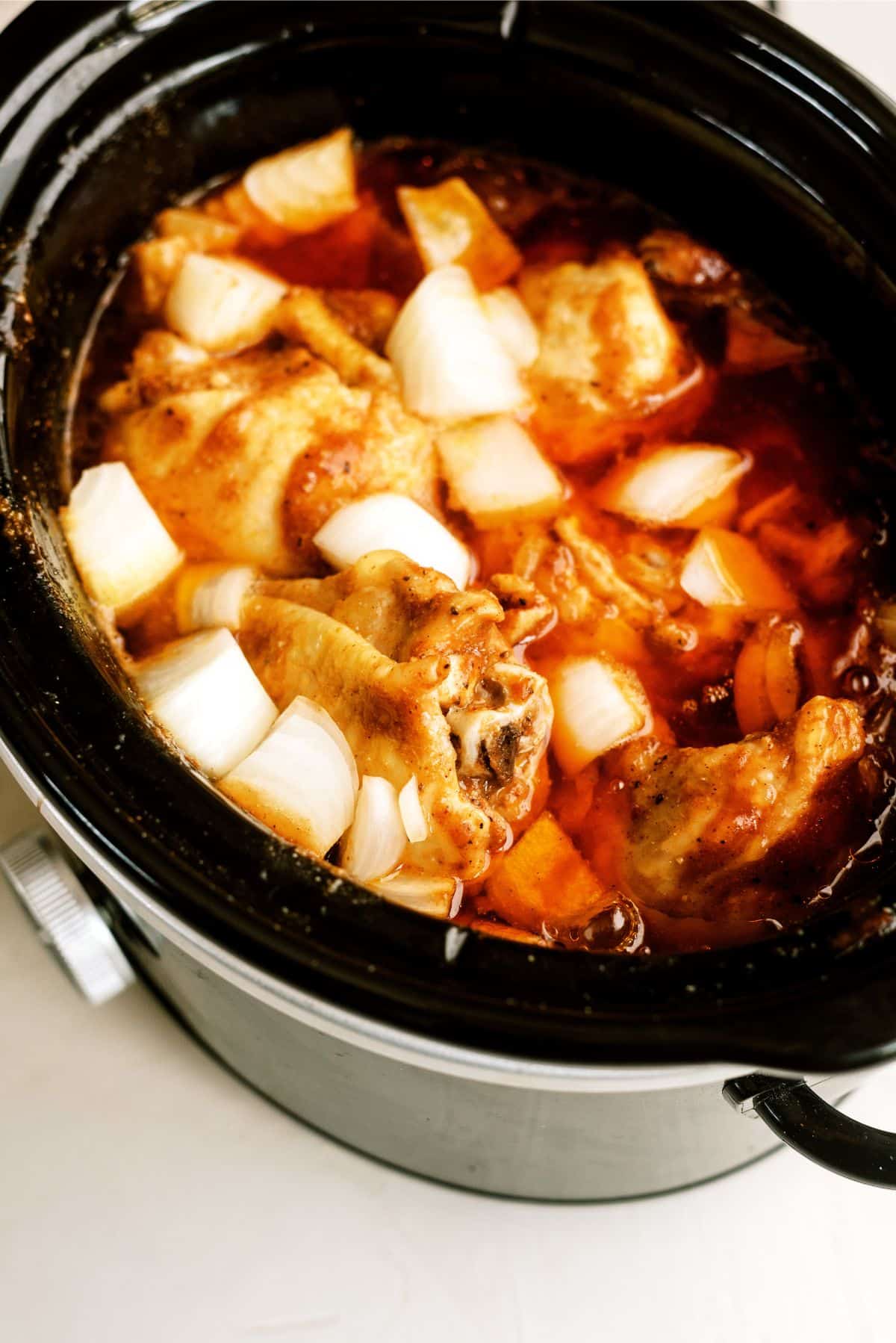 Slow Cooker BBQ Chicken Thighs in the slow cooker