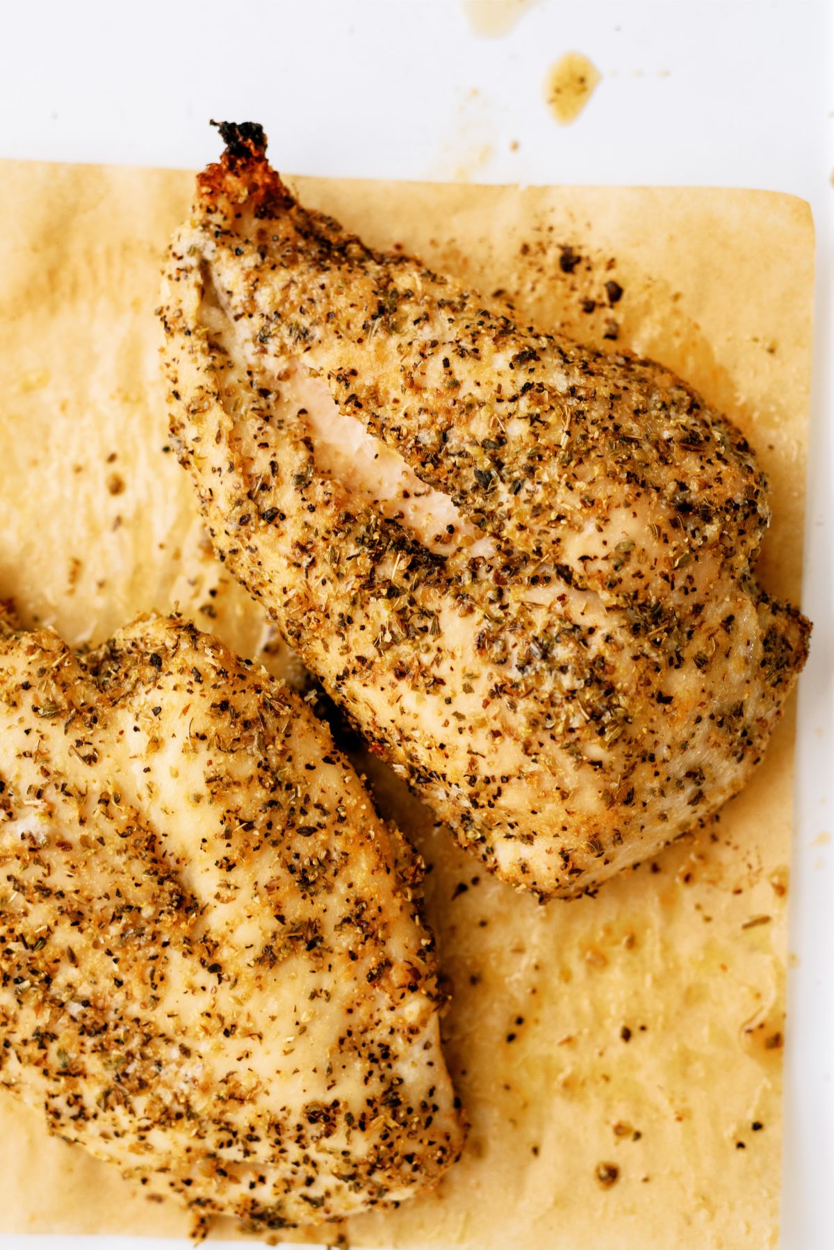 Air Fryer Chicken Breasts on cutting board