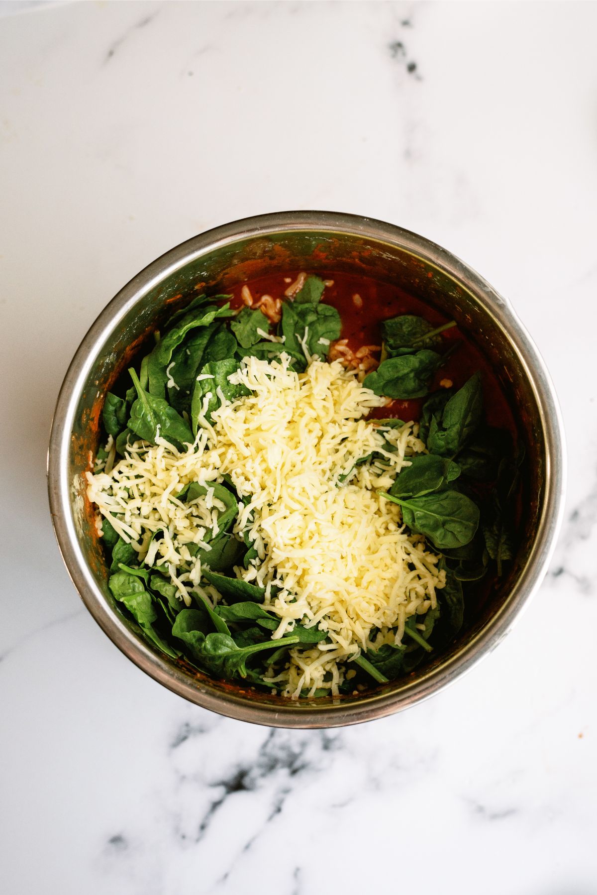 Spinach and cheese added to Instant Pot