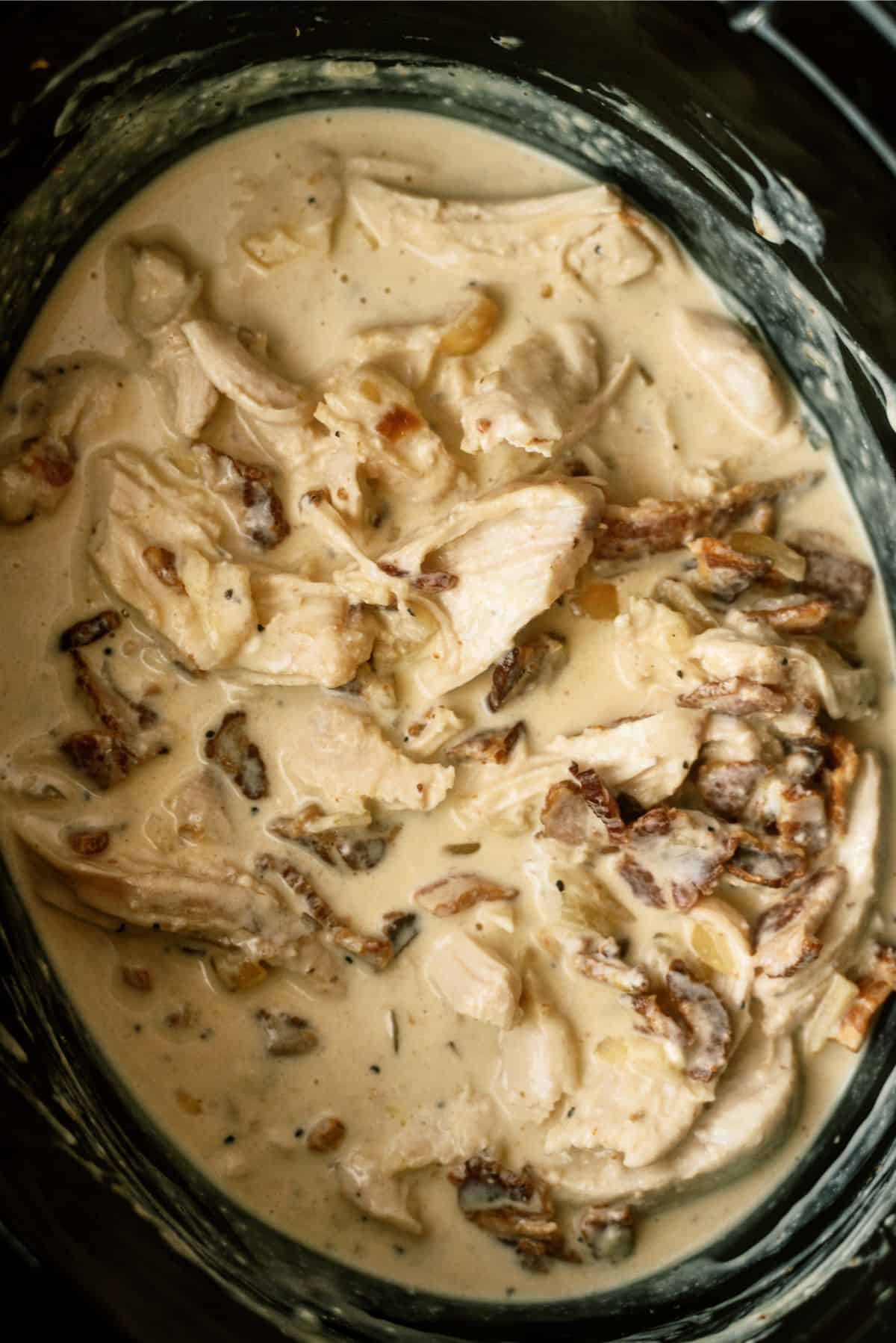 Slow Cooker Creamy Bacon Chicken in slow cooker