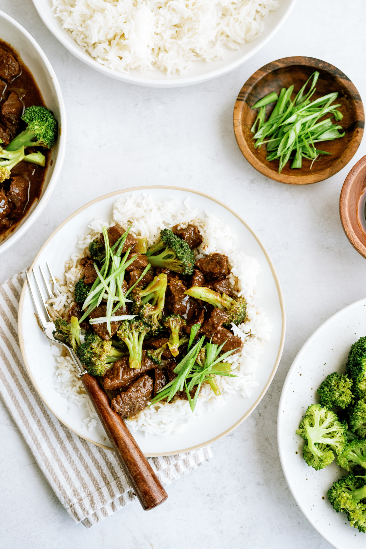Instant Pot Beef and Broccoli on a plate with a fork