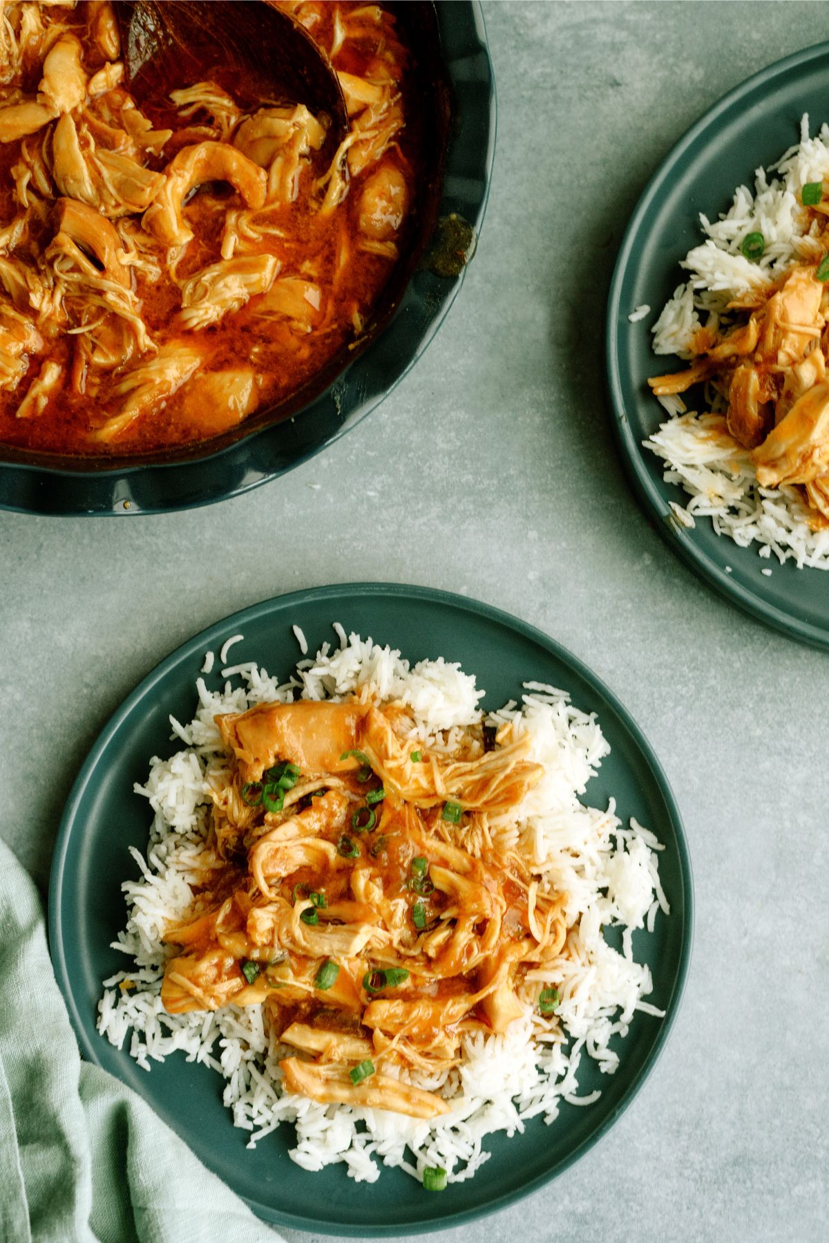 A plate of Slow Cooker Apricot Chicken served over rice