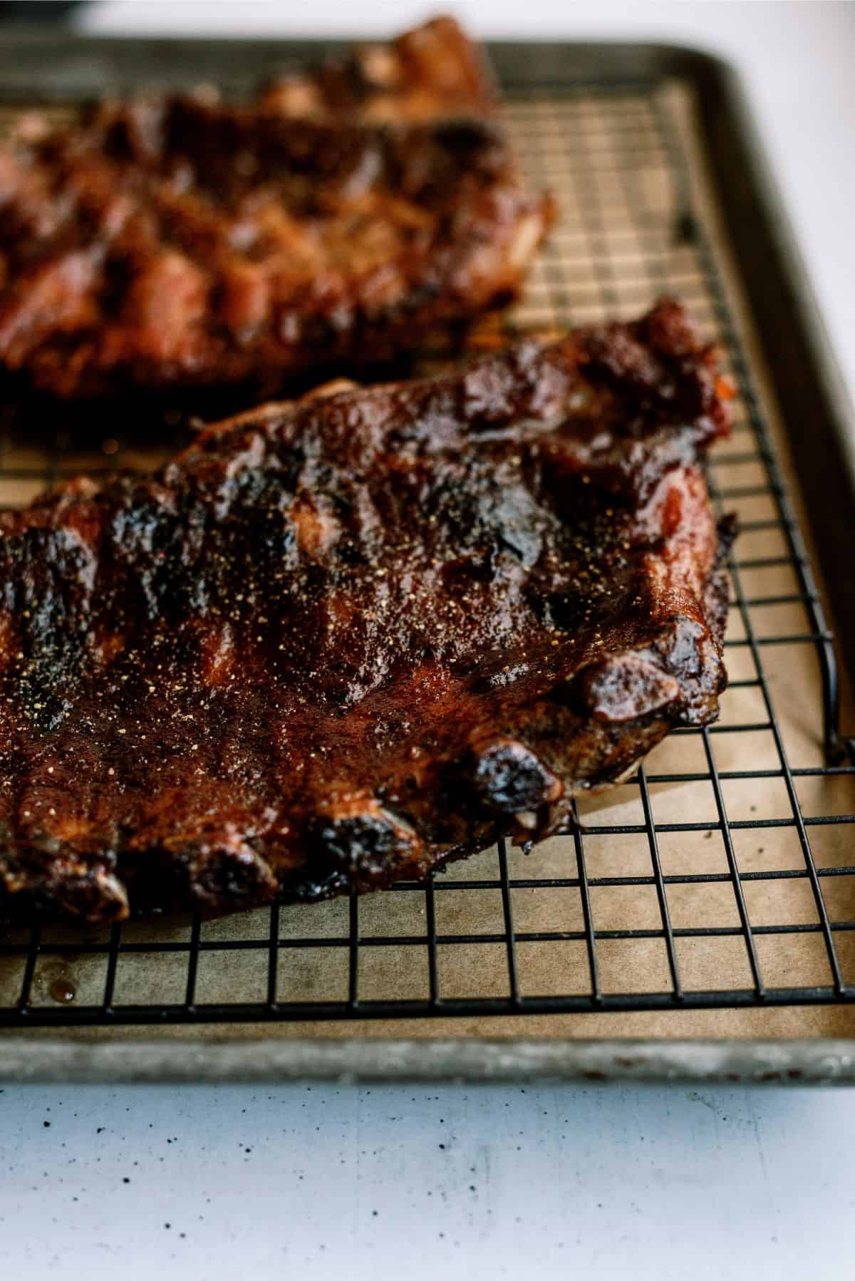 Slow Cooker St. Louis Ribs on a wire rack