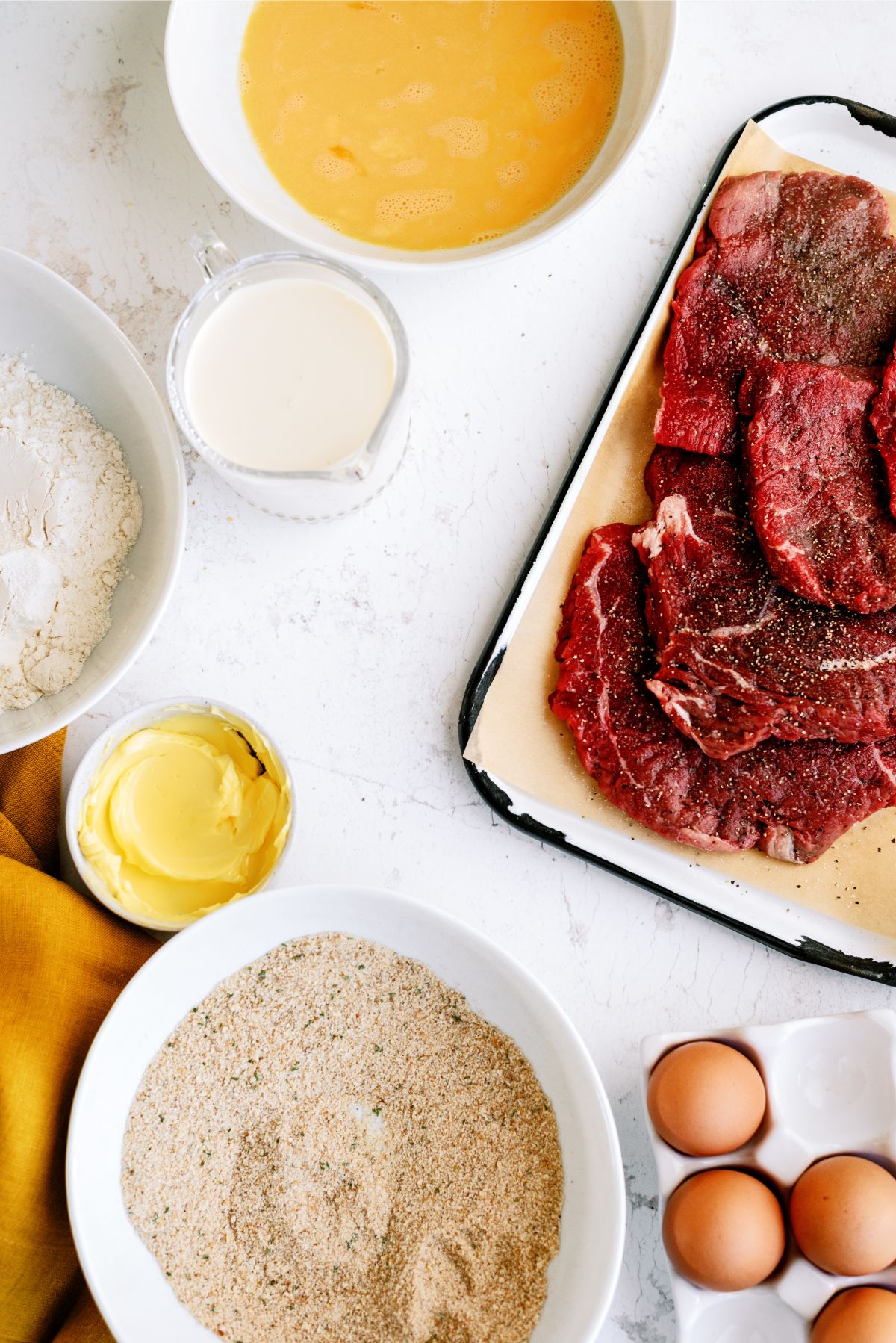 Ingredients needed to make Air Fryer Cube Steak with Gravy Recipe