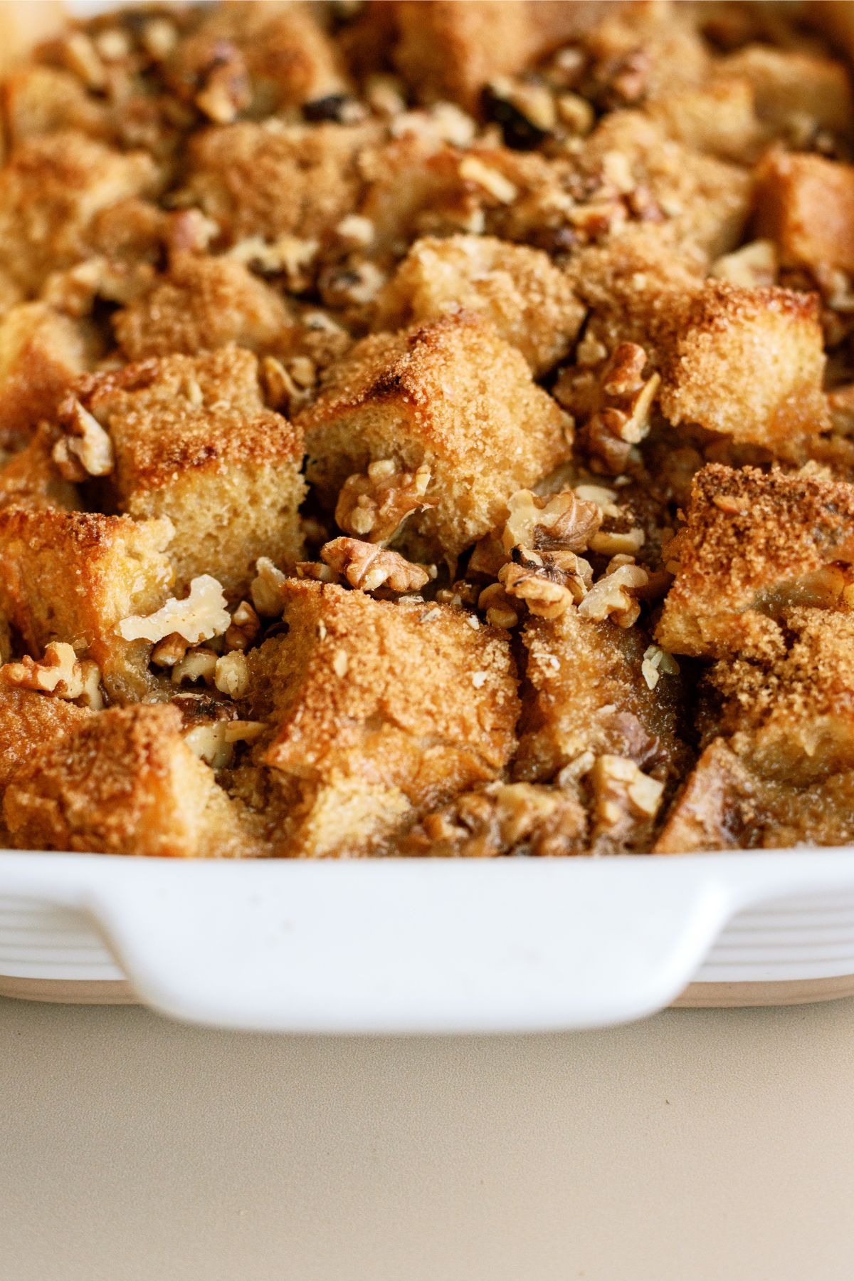 Close up of Brown Sugar and Maple Bread Pudding before baking