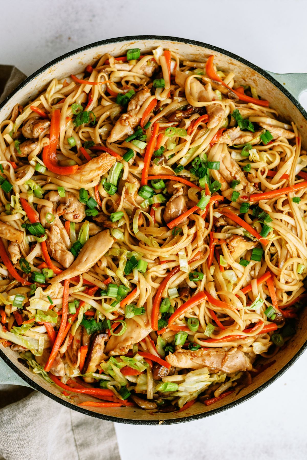 Top view of a pan of Chow Mein
