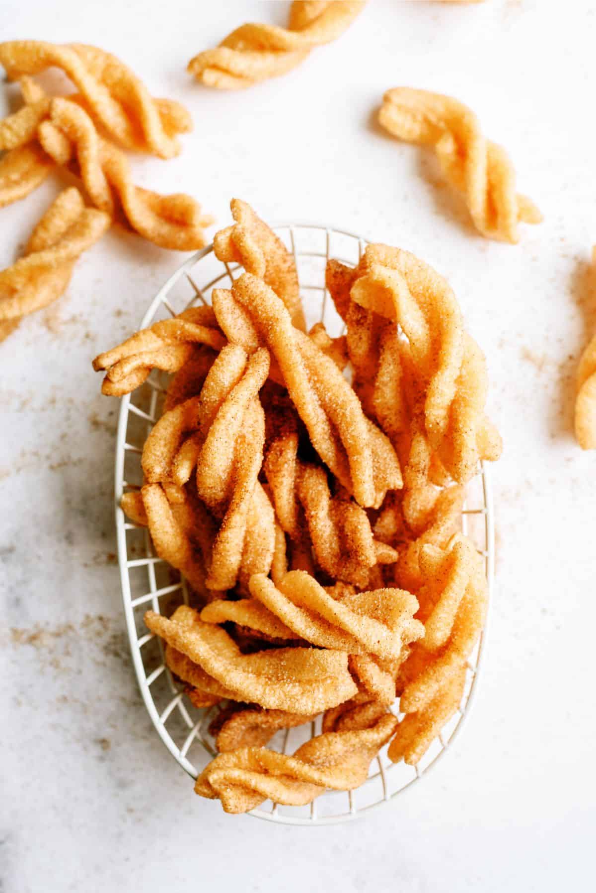 Copycat Taco Bell Cinnamon Twists in a basket