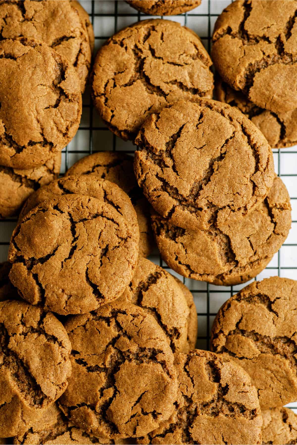 Close up of Ginger Cookies on a cooling rack