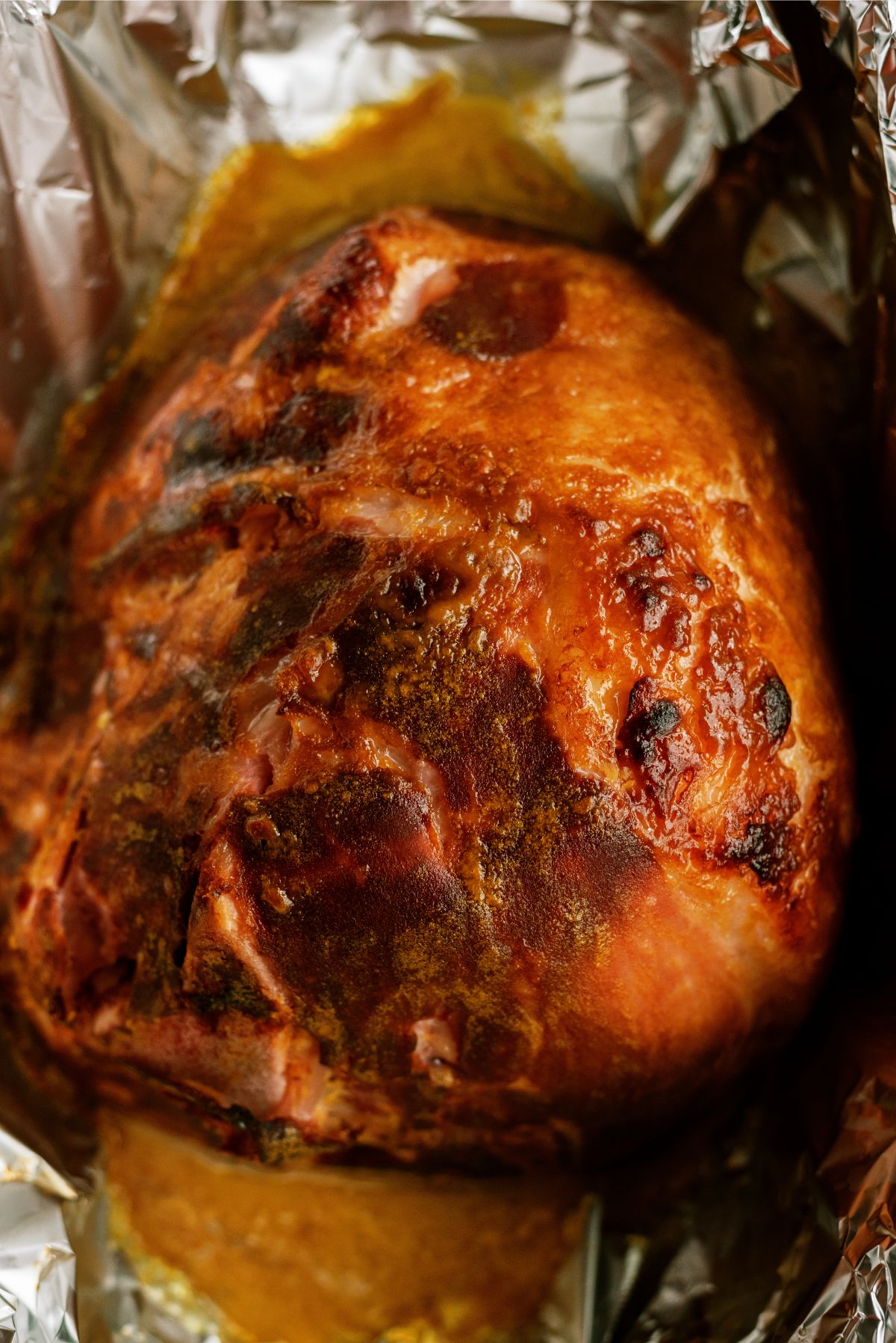 Roasted Ham Shank in a roasting pan
