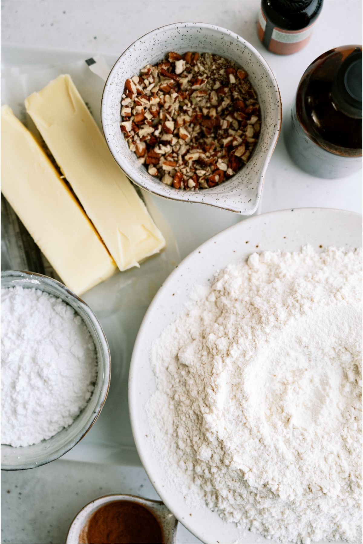 Ingredients needed to make Mexican Wedding Cookies