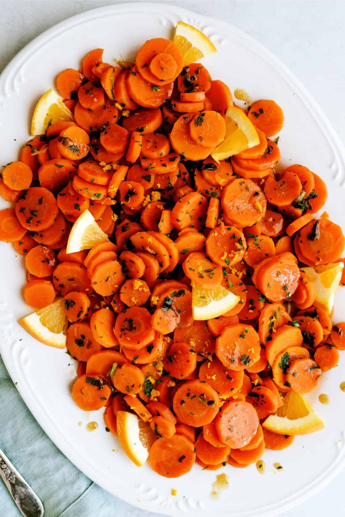 Orange Glazed Carrots on a serving plate