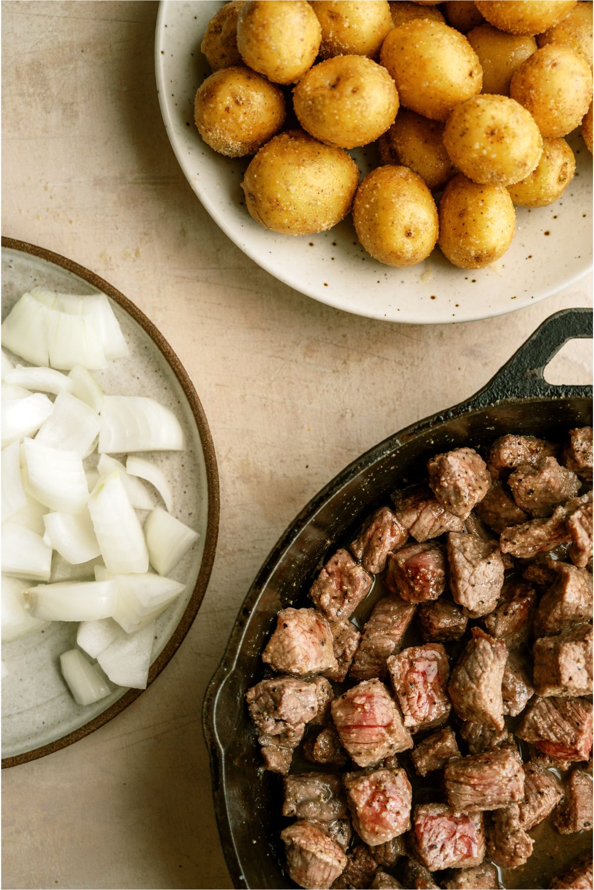 Ingredients needed to make Slow Cooker Garlic Butter Steak and Potatoes