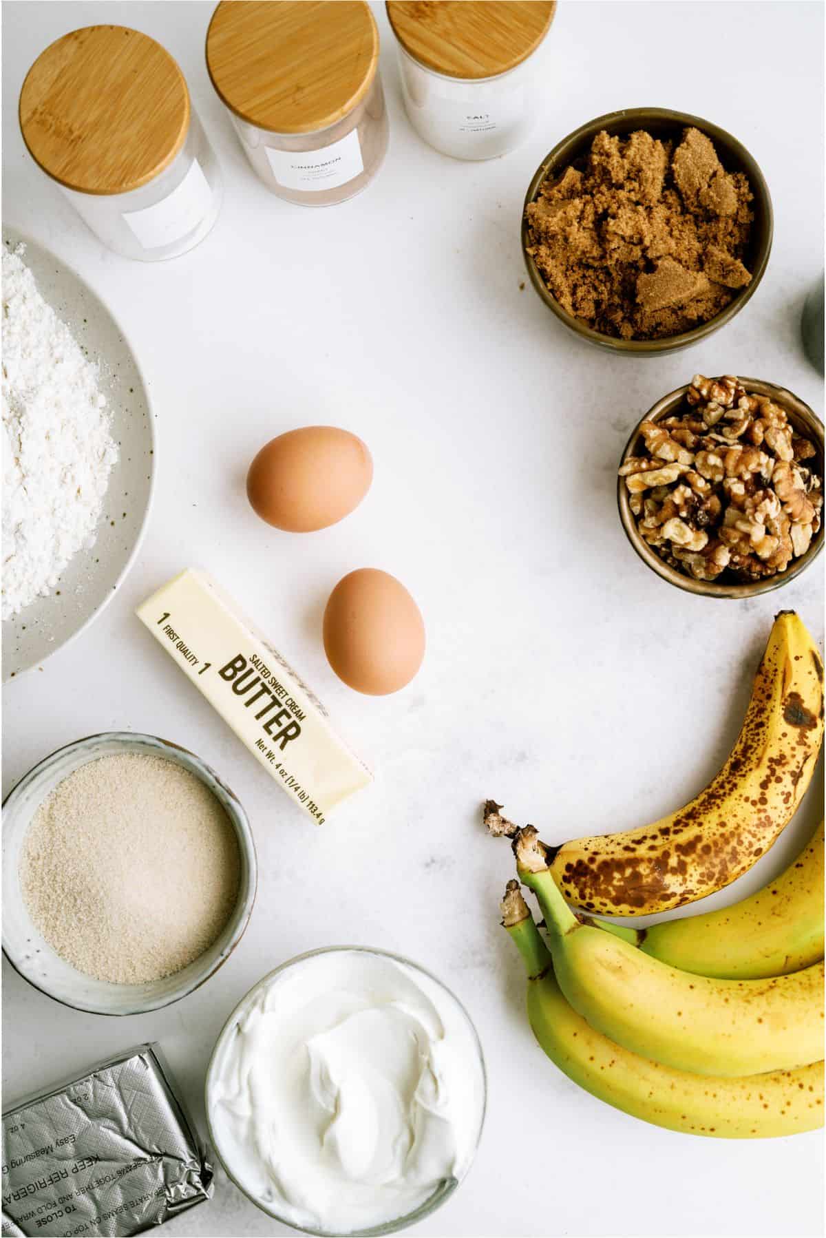 Ingredients to make Banana Bread Brownies