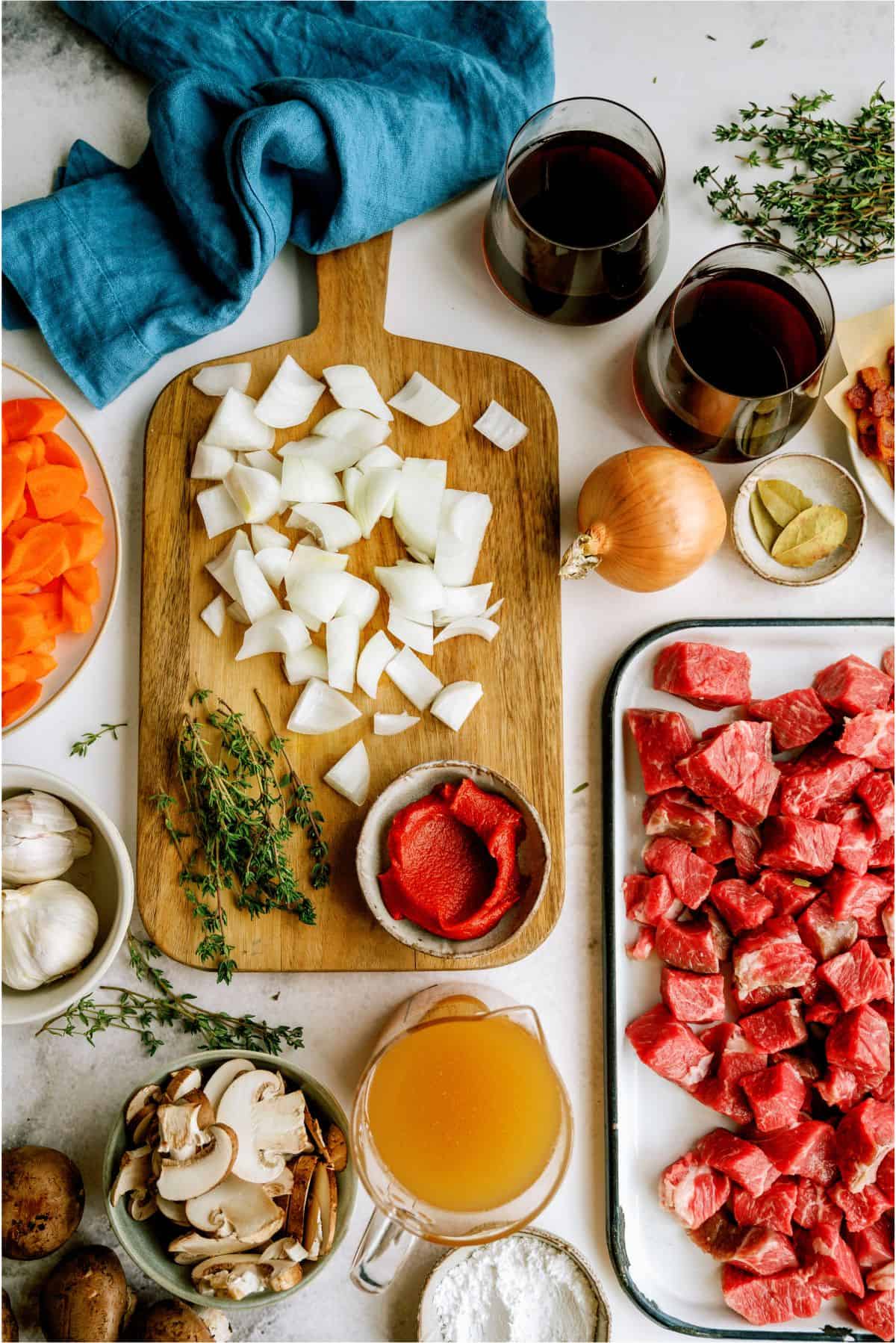 Ingredients needed for Slow Cooker Beef Bourguignon