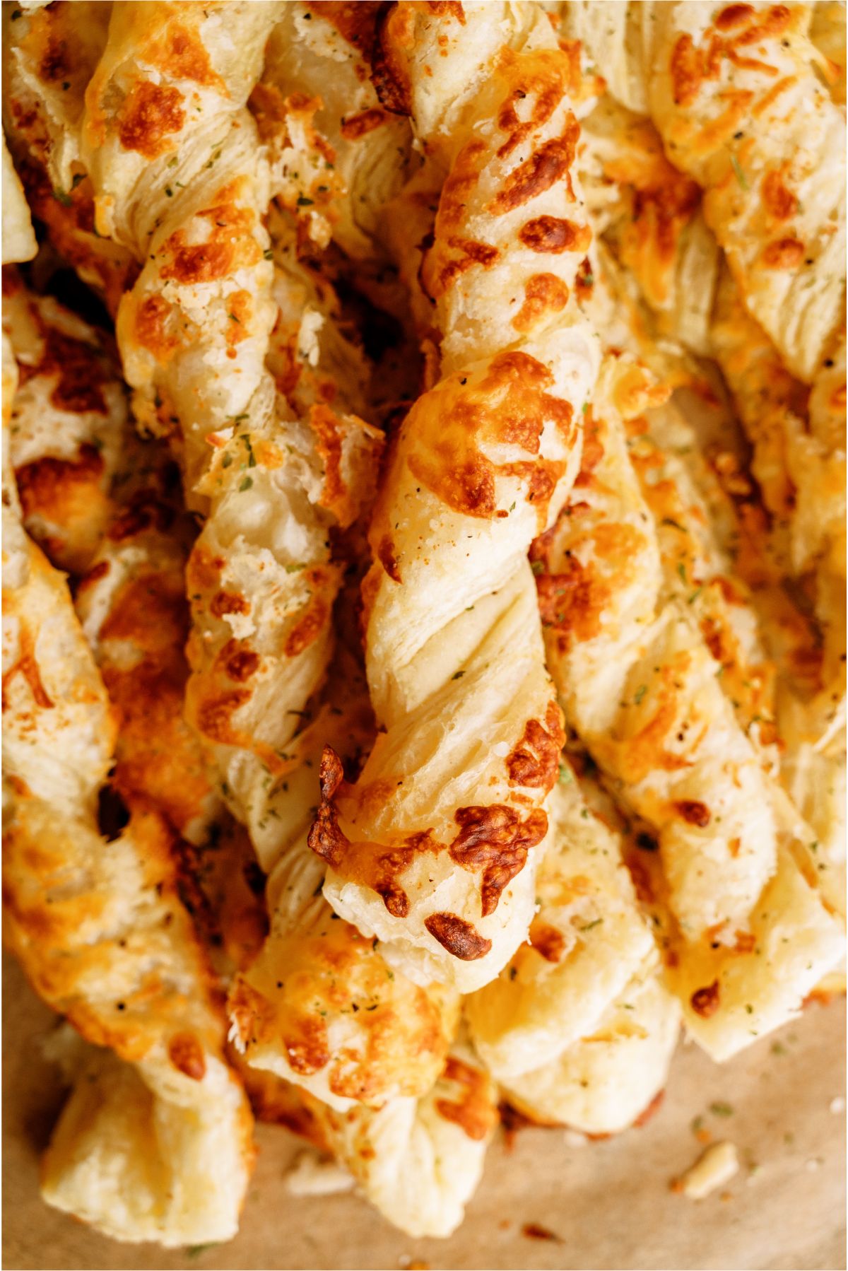 Close up of Twisted Cheese Breadsticks