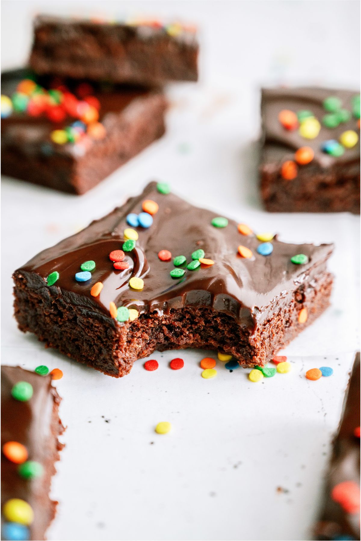 Copycat Cosmic Brownies with one missing a bite