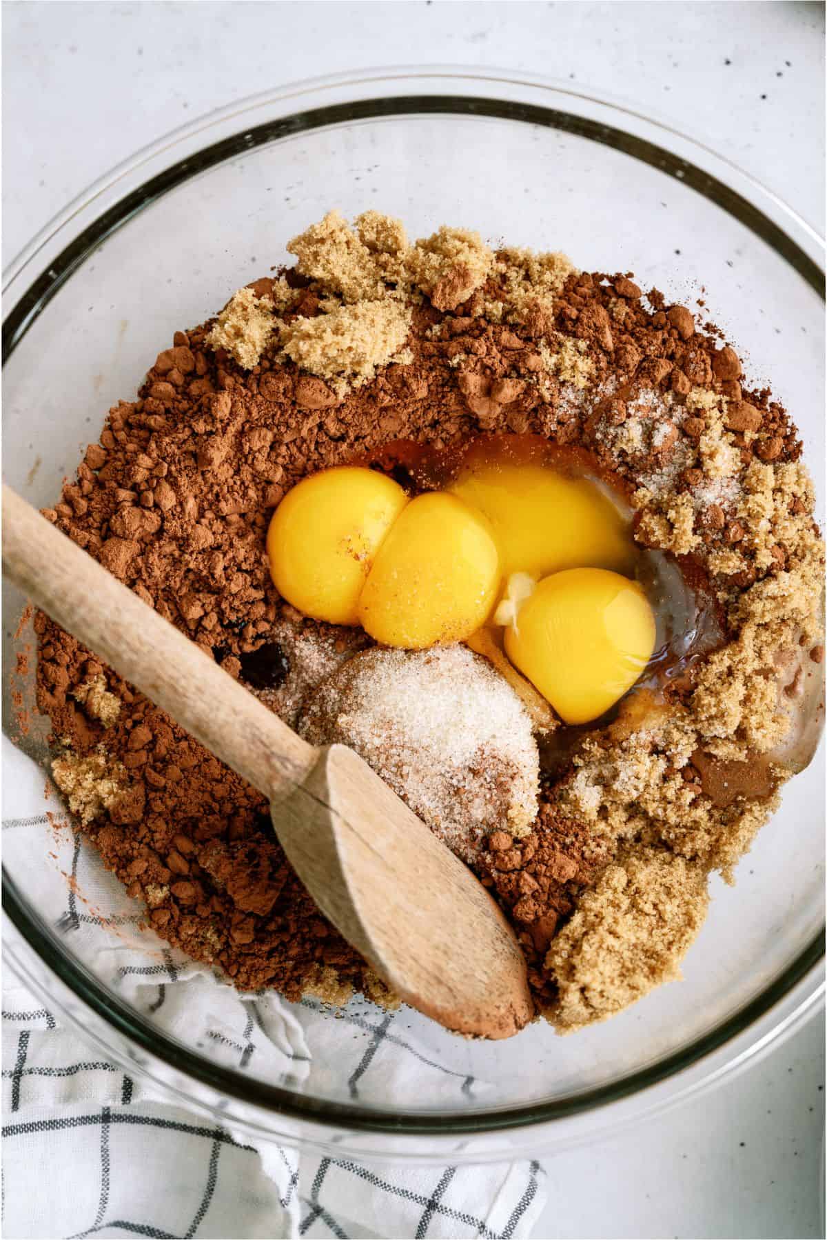 Copycat Cosmic Brownie Batter ingredients in a mixing bowl