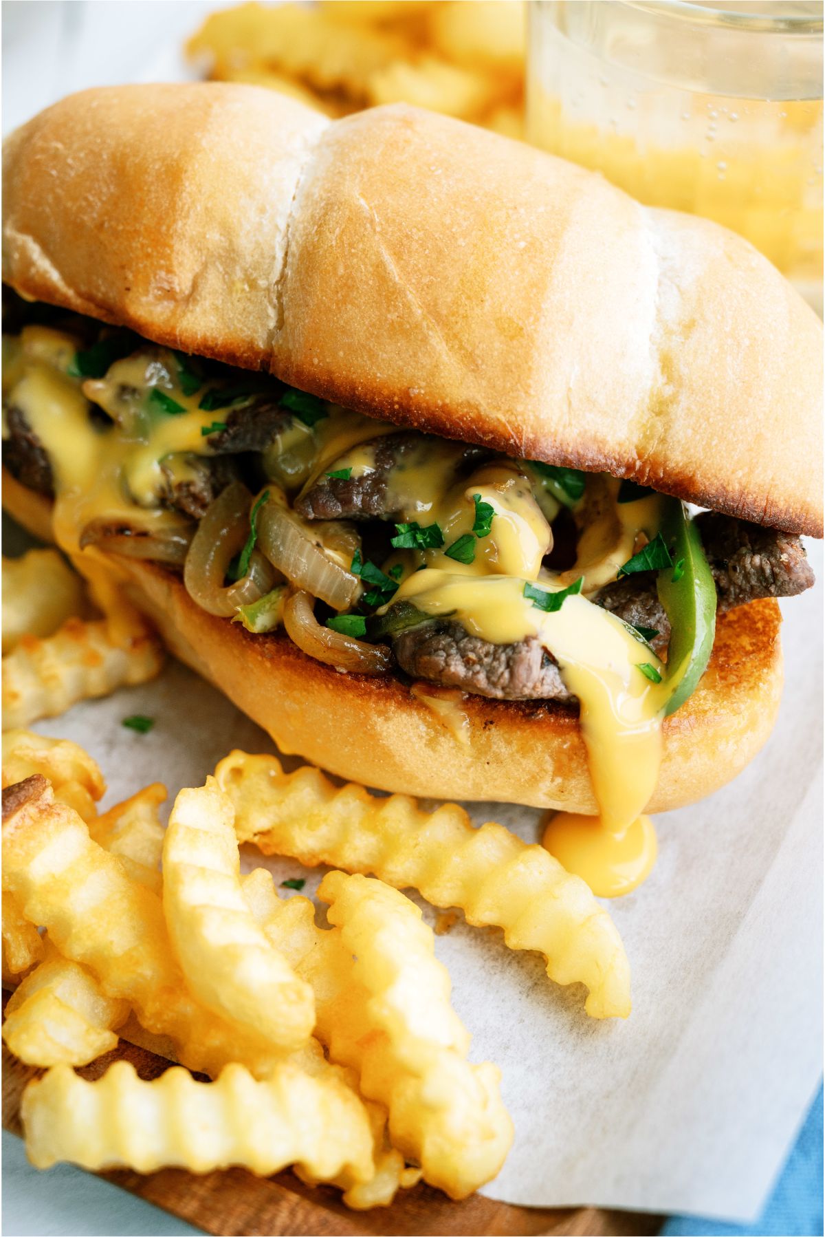 Philly Cheesesteak sandwich with Fries