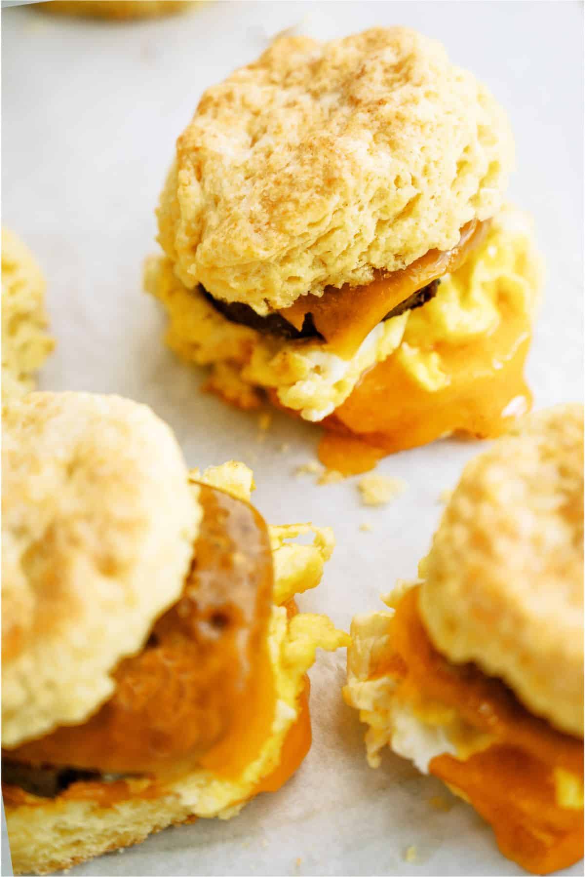 Top view of 3 Turkey Sausage Breakfast Sliders