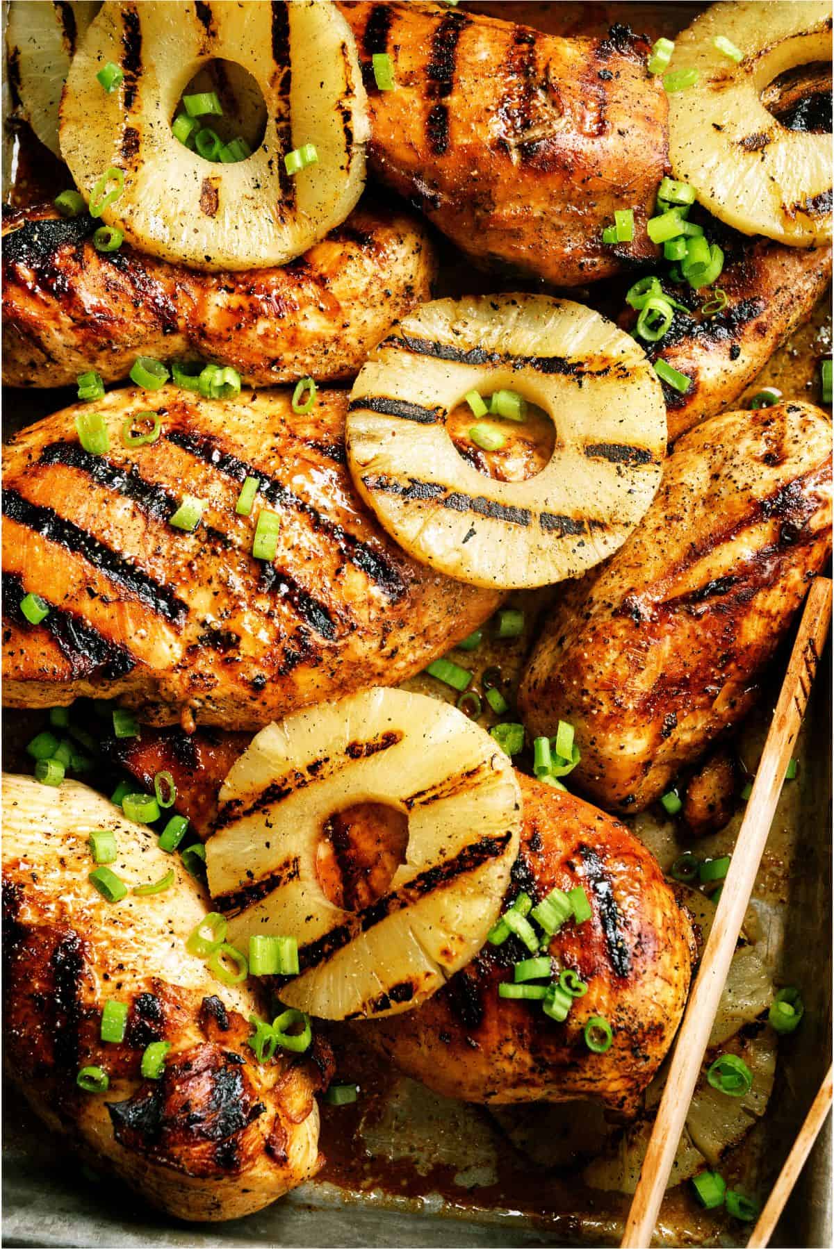 Top view of Grilled Pineapple Teriyaki Chicken