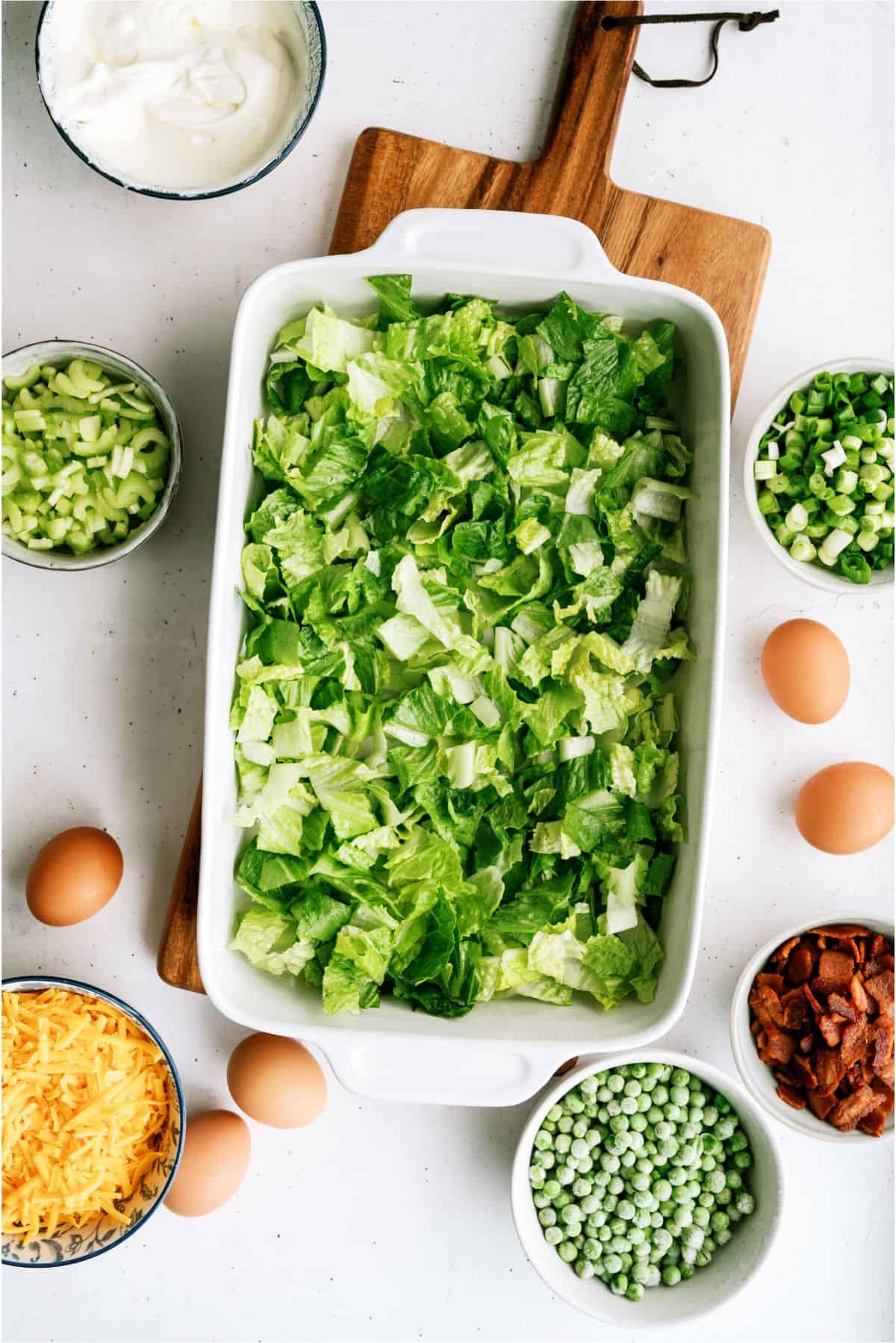 Ingredients needed to make Seven Layer Green Salad