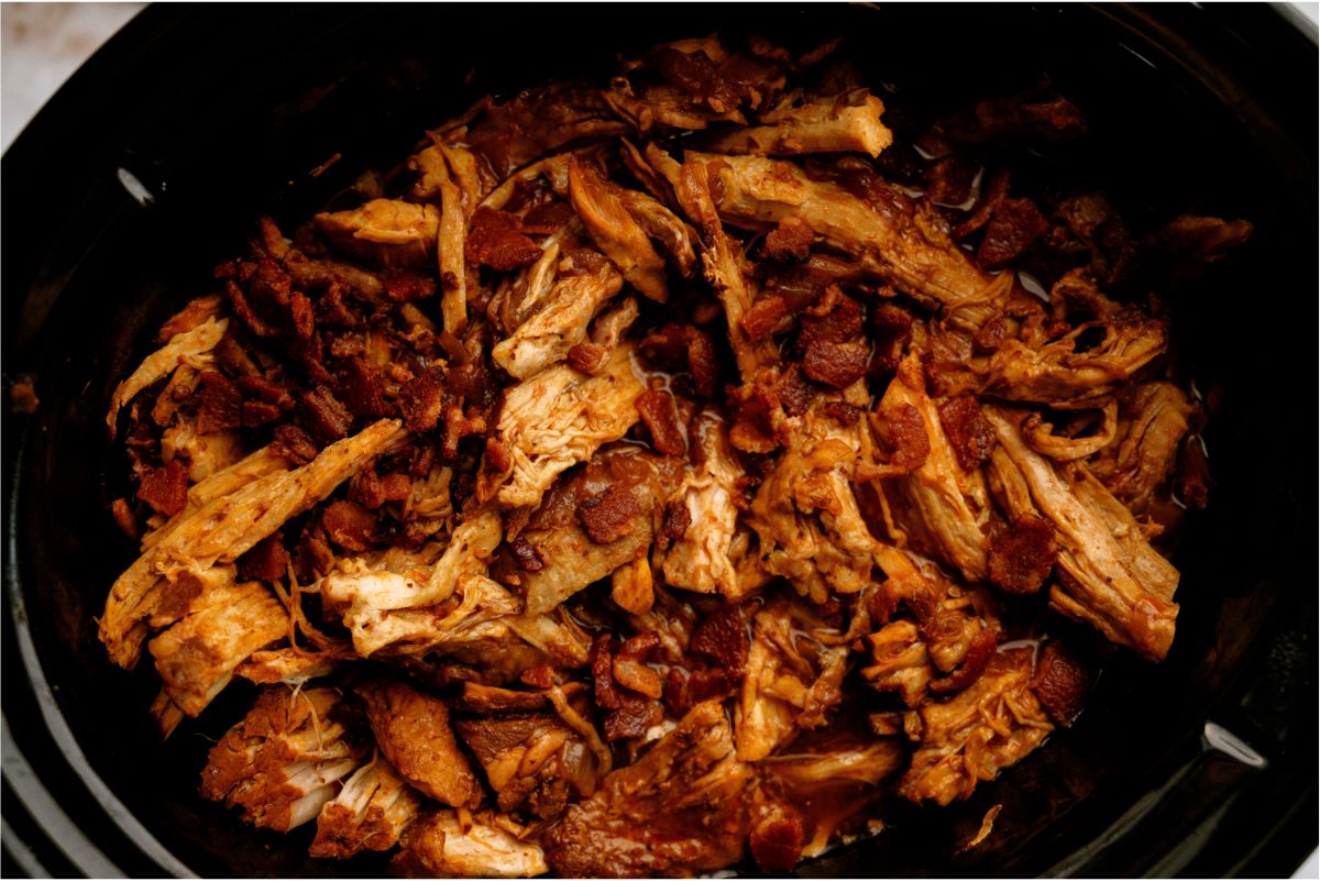 BBQ Bacon Pulled Pork in the slow cooker 