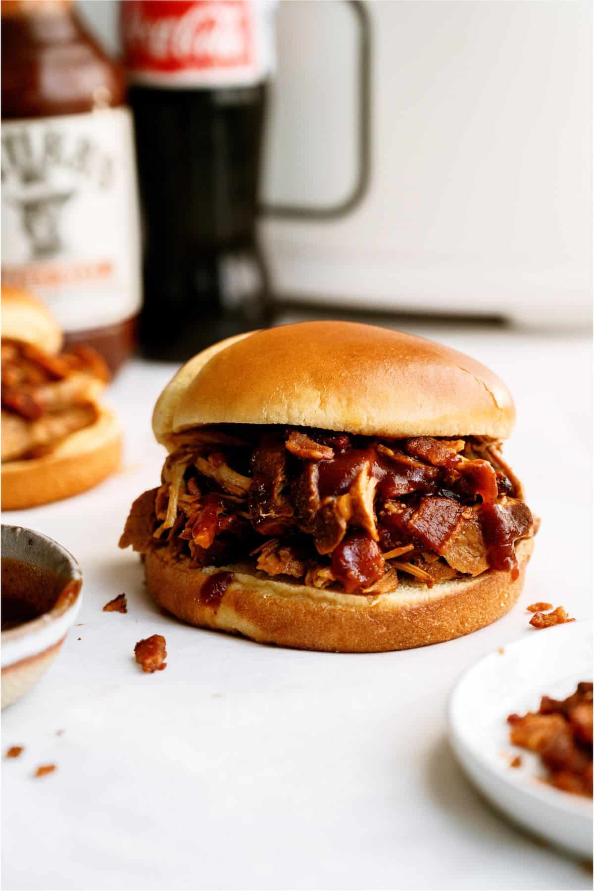 bacon pulled pork sandwich