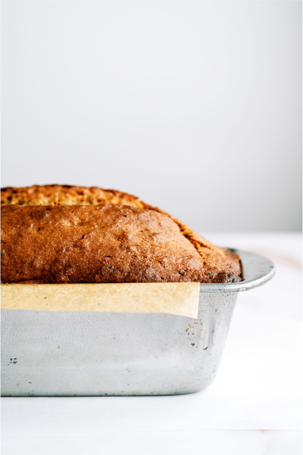 Brown Butter Banana Bread in loaf pan