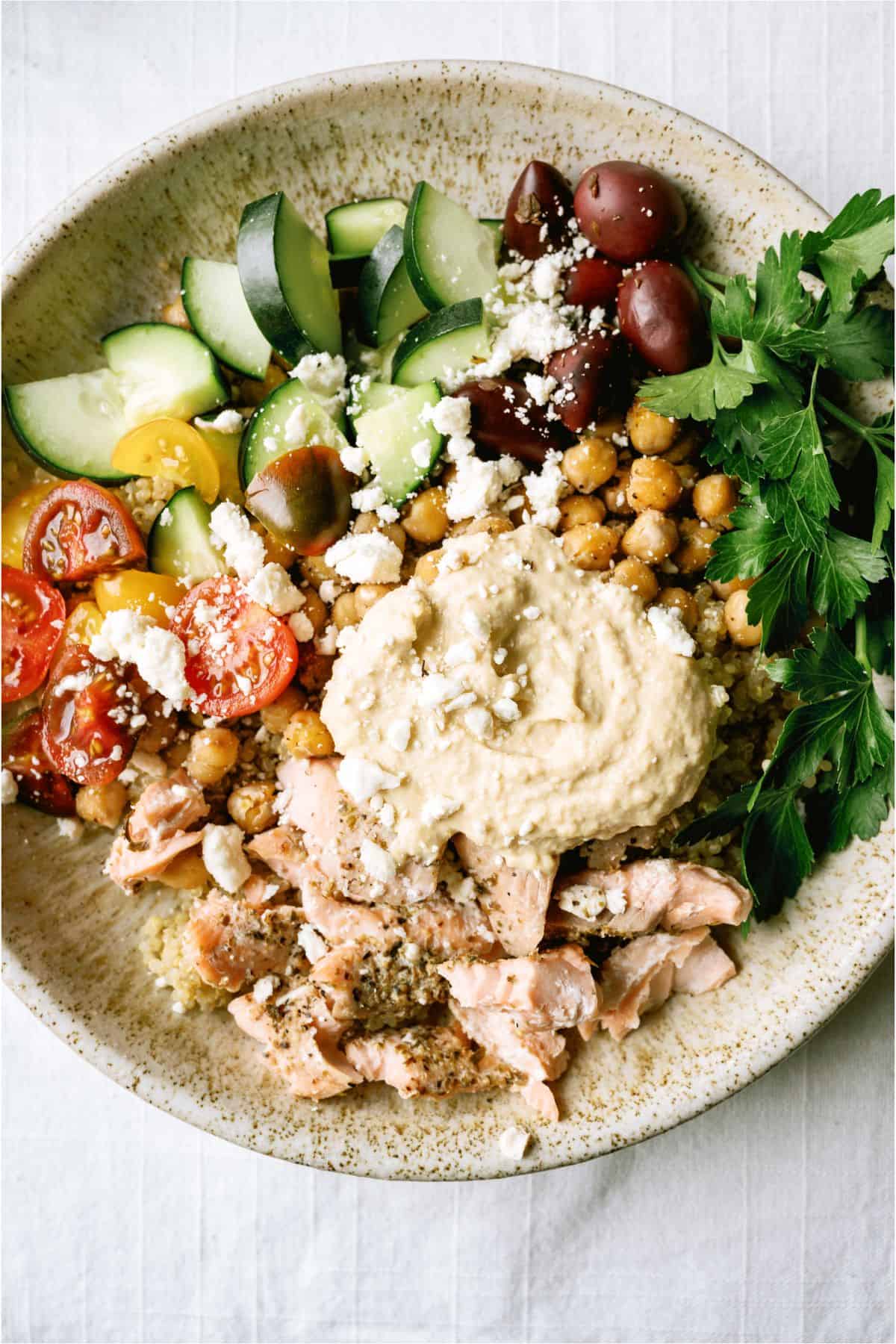 Top view of Instant Pot Salmon Bowl